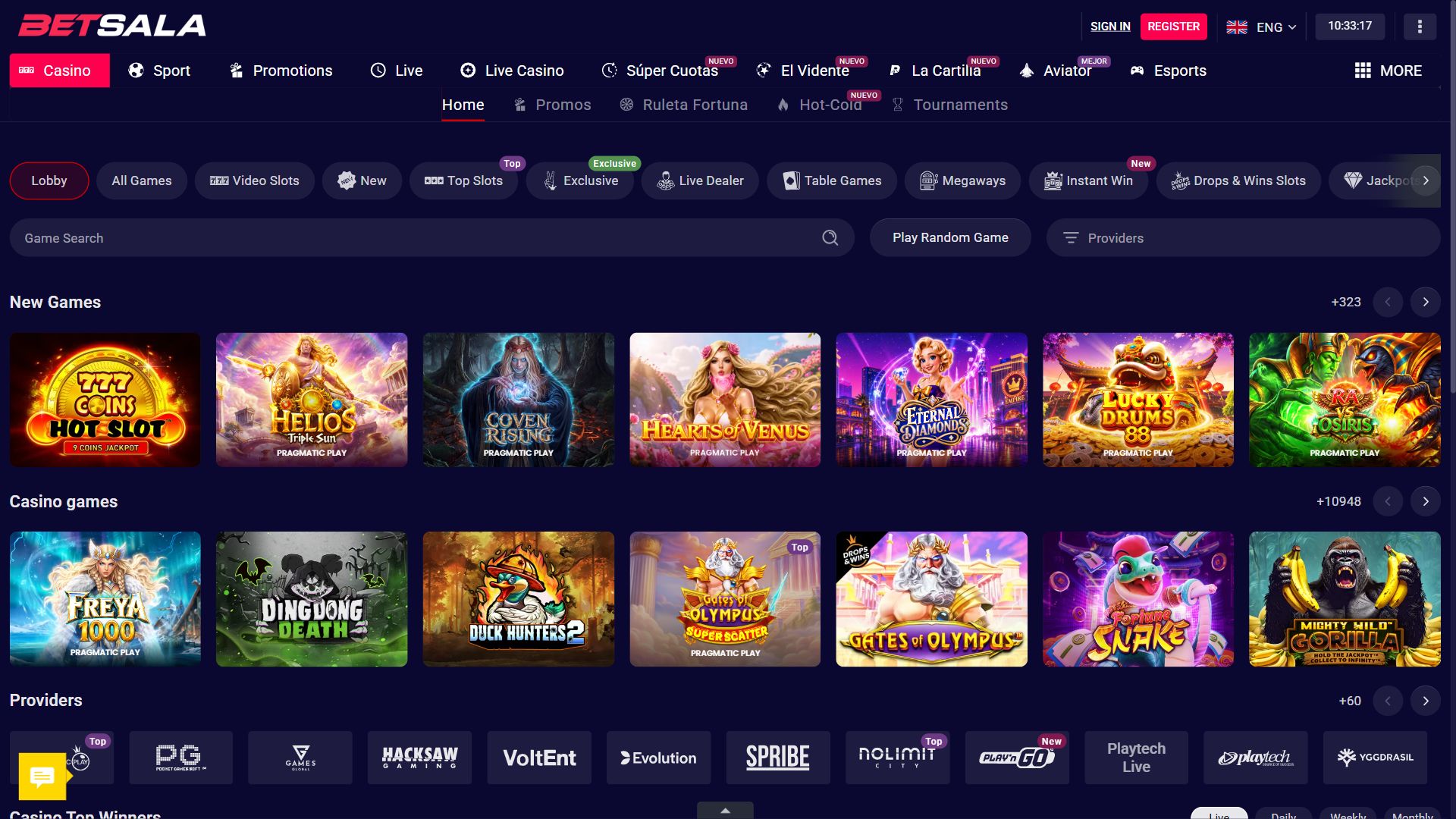 Betsala — Lobby (Desktop)