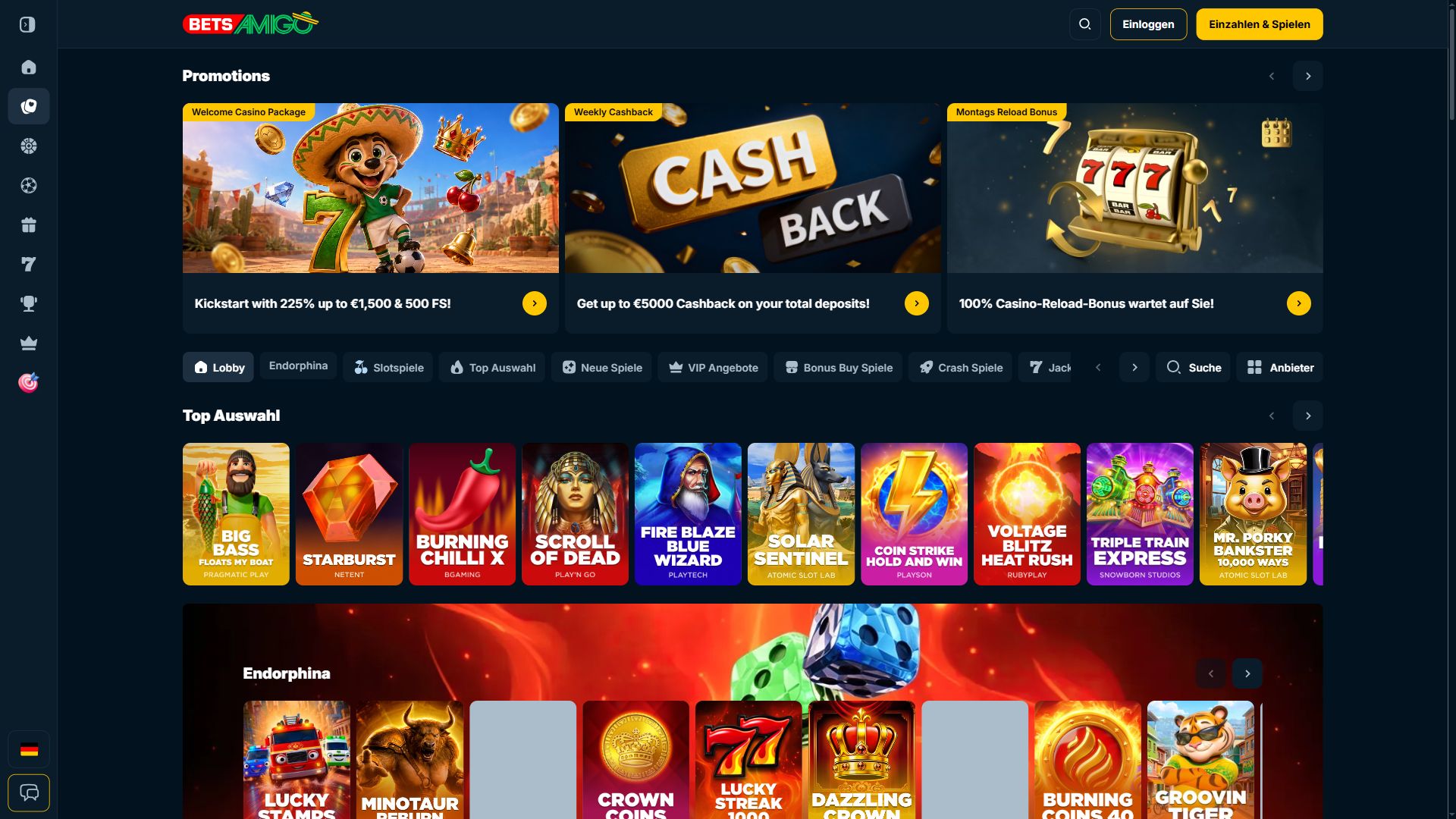 Bets Amigo — Lobby (Desktop)