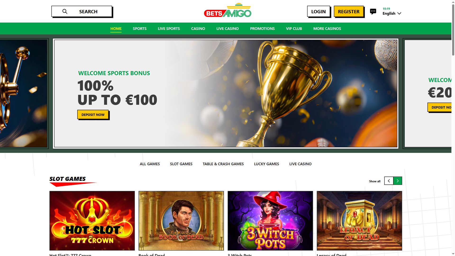 Bets Amigo — Homepage (Desktop)