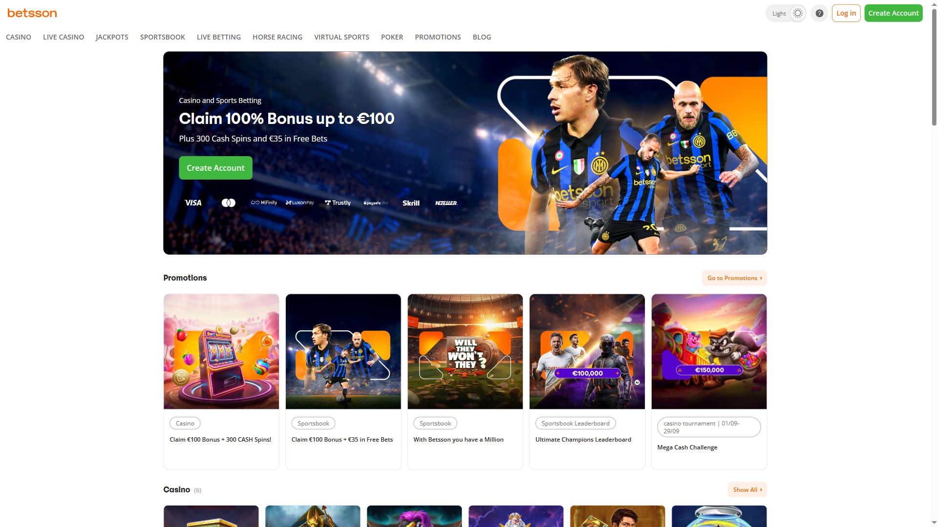 Betsson — Homepage (Desktop)
