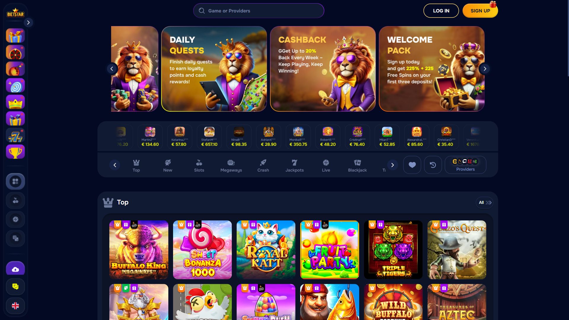 BETSTAR — Homepage (Desktop)