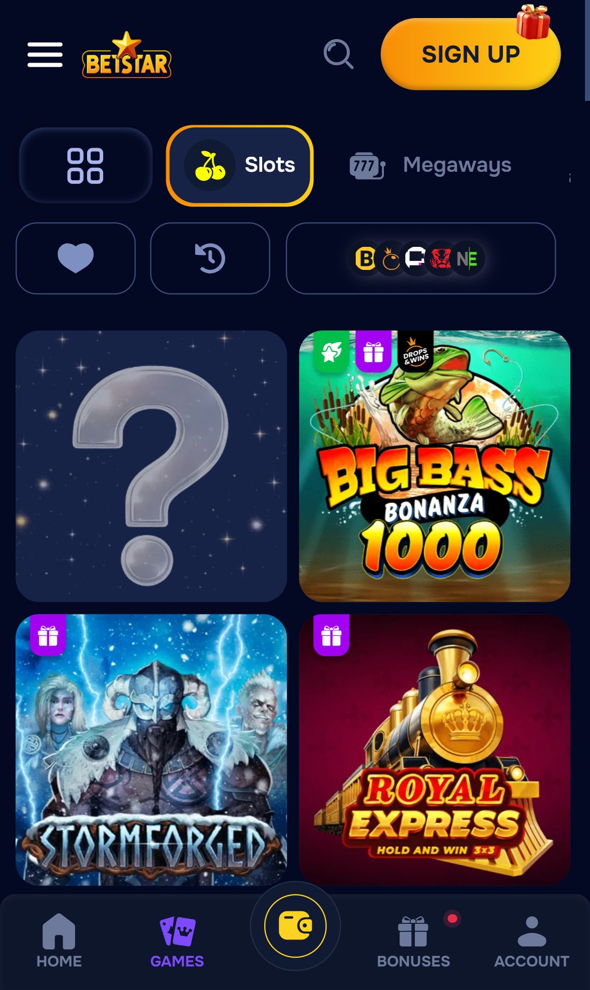 BETSTAR — Lobby (Mobile)