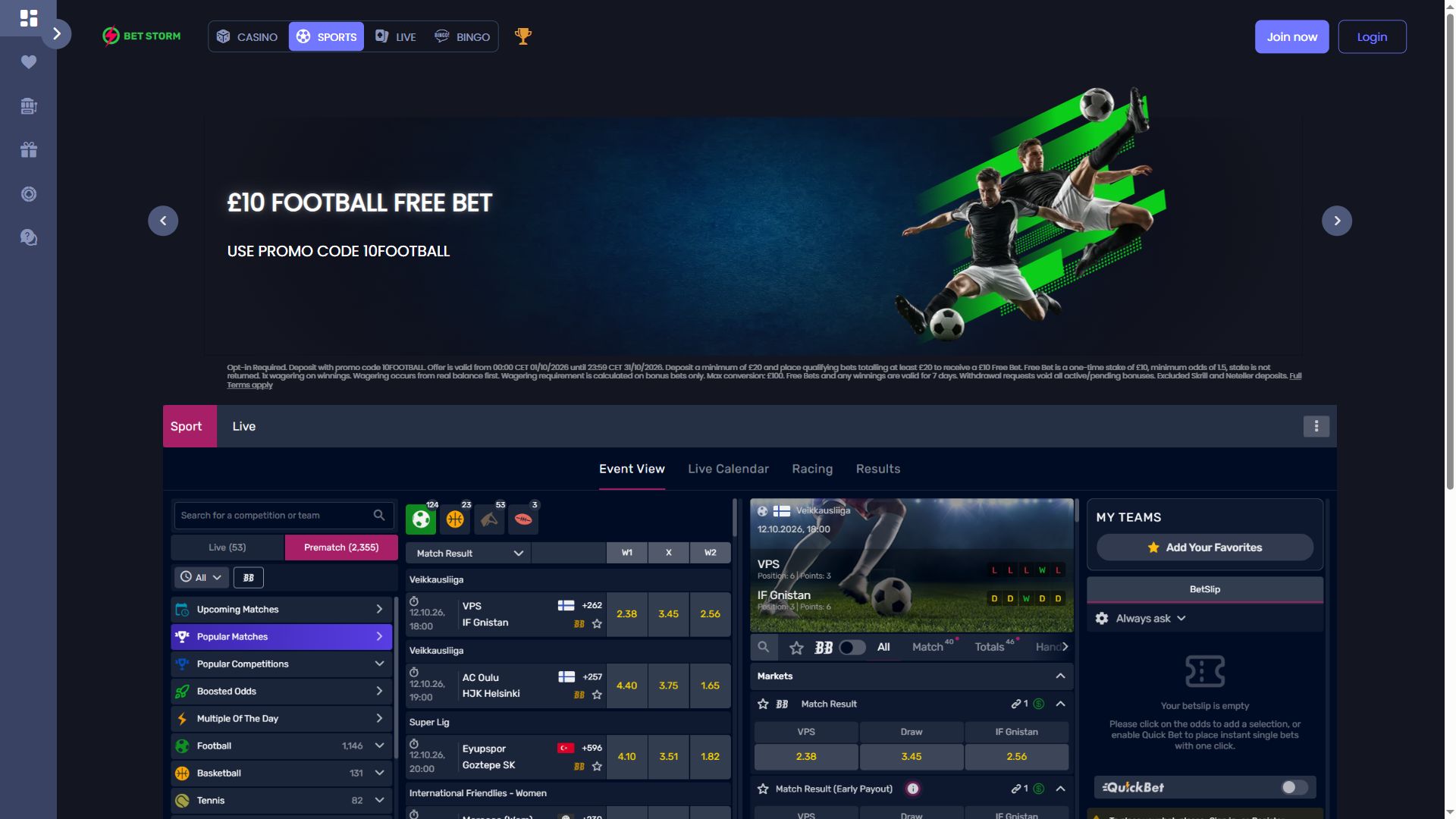 Betstorm — Homepage (Desktop)