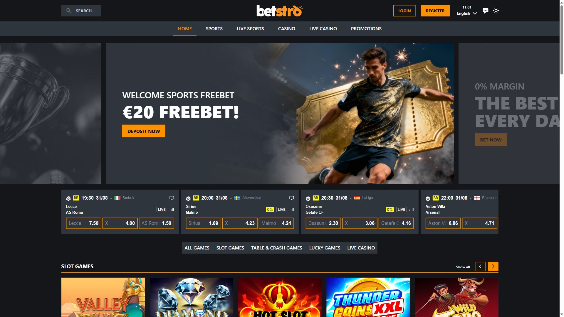 Betstro — Homepage (Desktop)