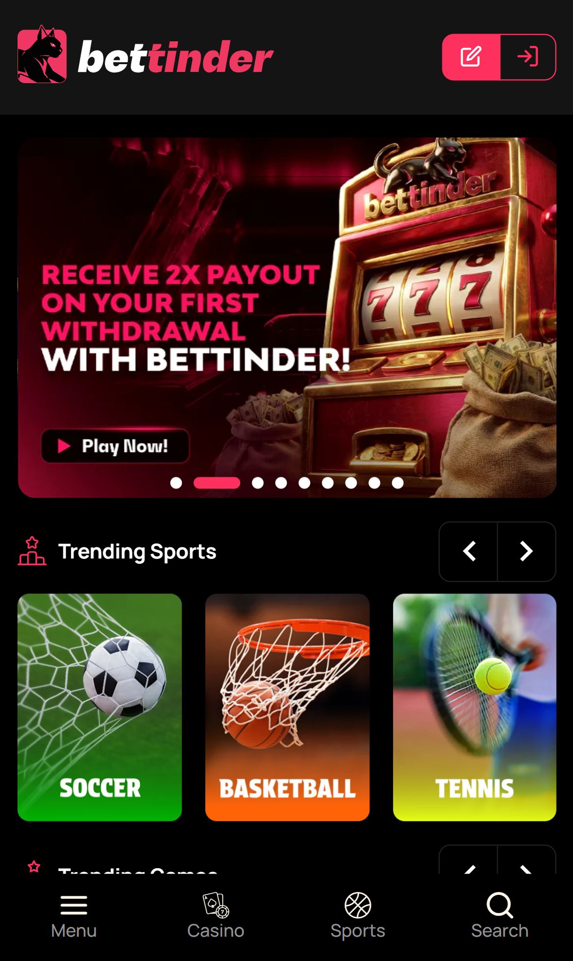 Bettinder — Homepage (Mobile)
