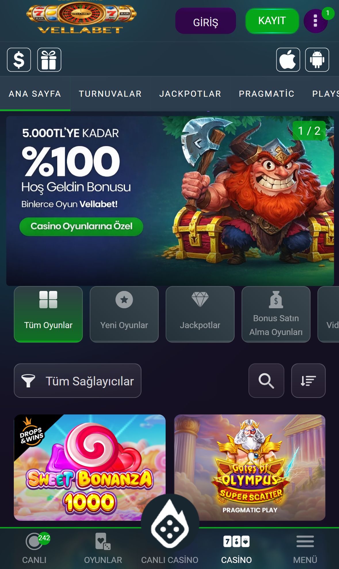 Vellabet — Lobby (Mobile)