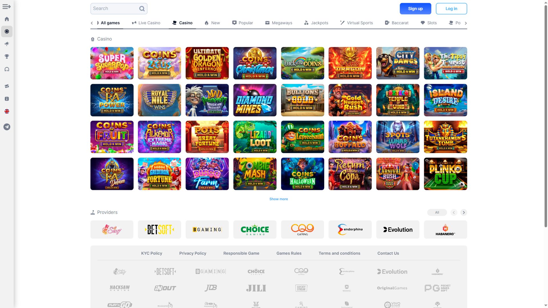 Betto Games — Lobby (Desktop)