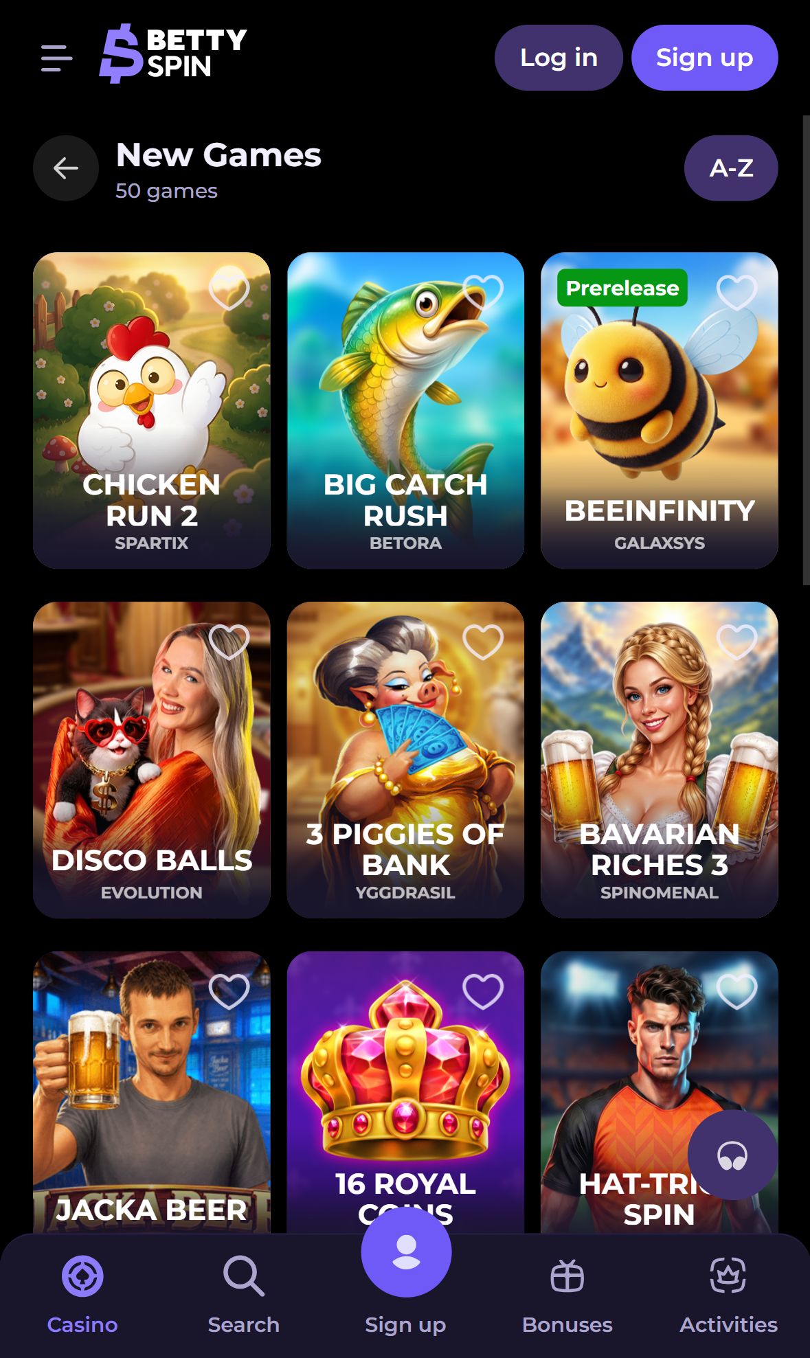 Bettyspin — Lobby (Mobile)