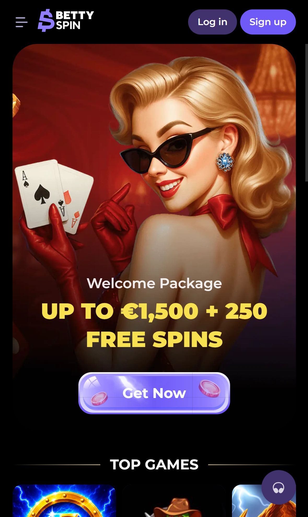 Bettyspin — Homepage (Mobile)
