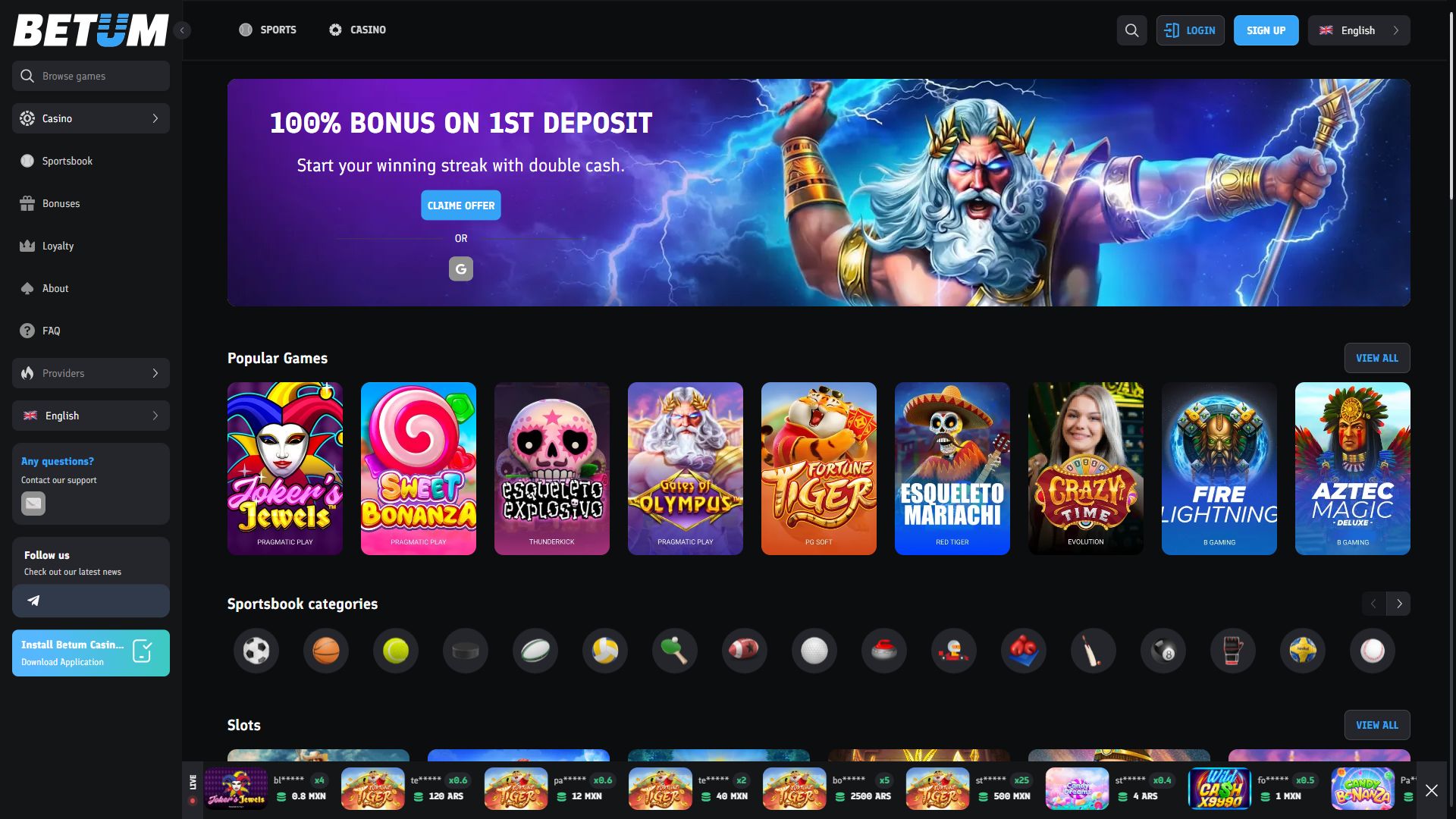 Betum — Homepage (Desktop)