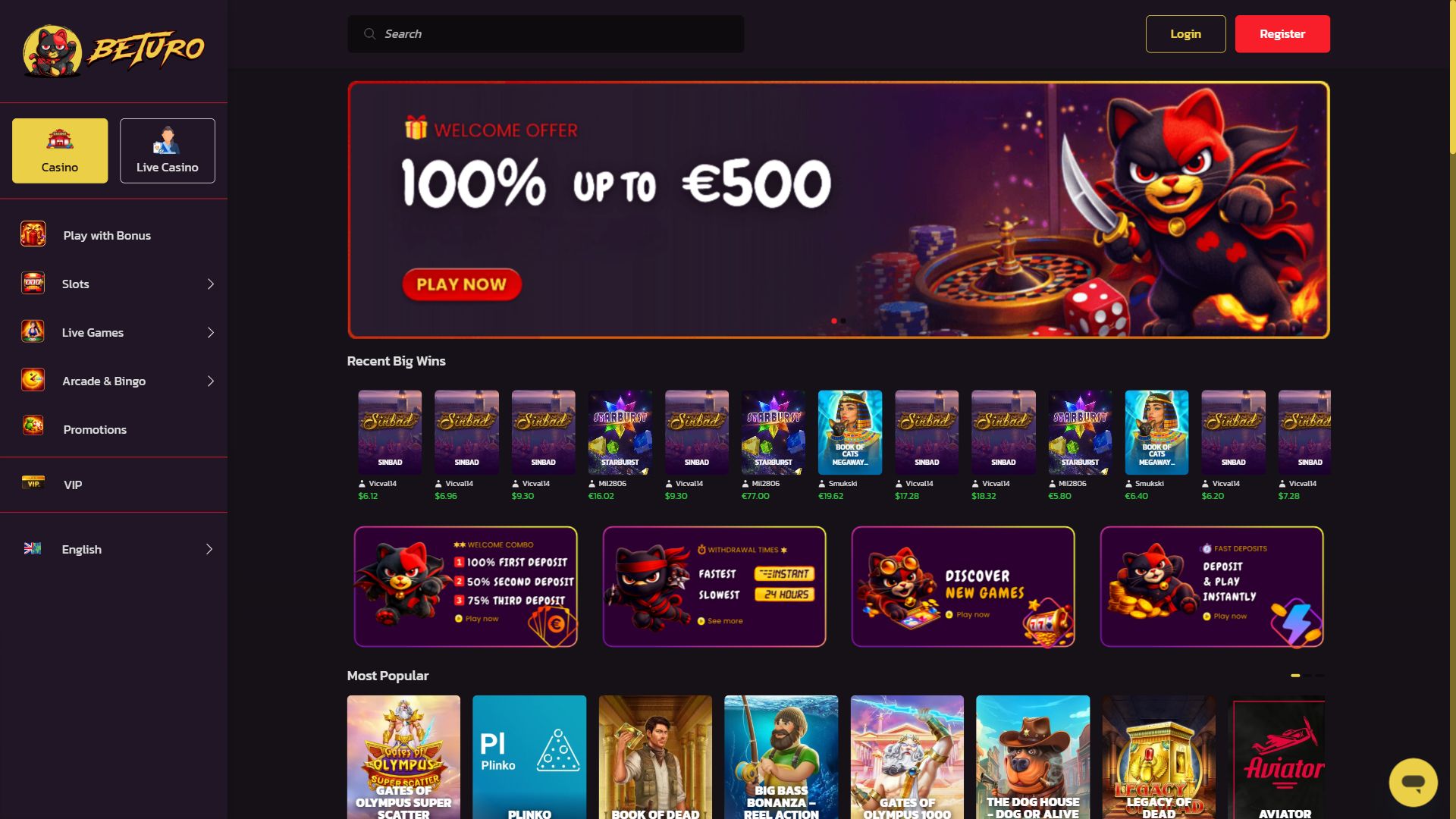 Beturo — Homepage (Desktop)