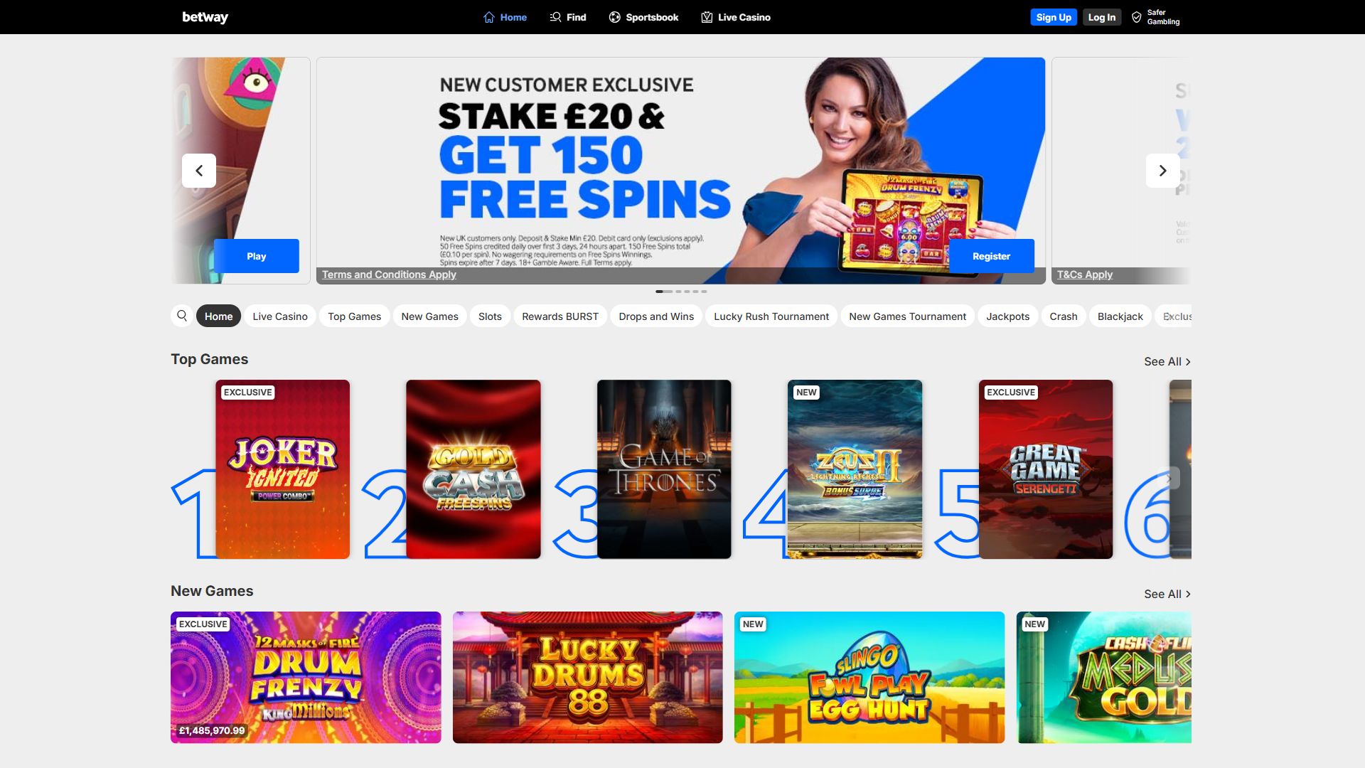 Betway — Lobby (Desktop)