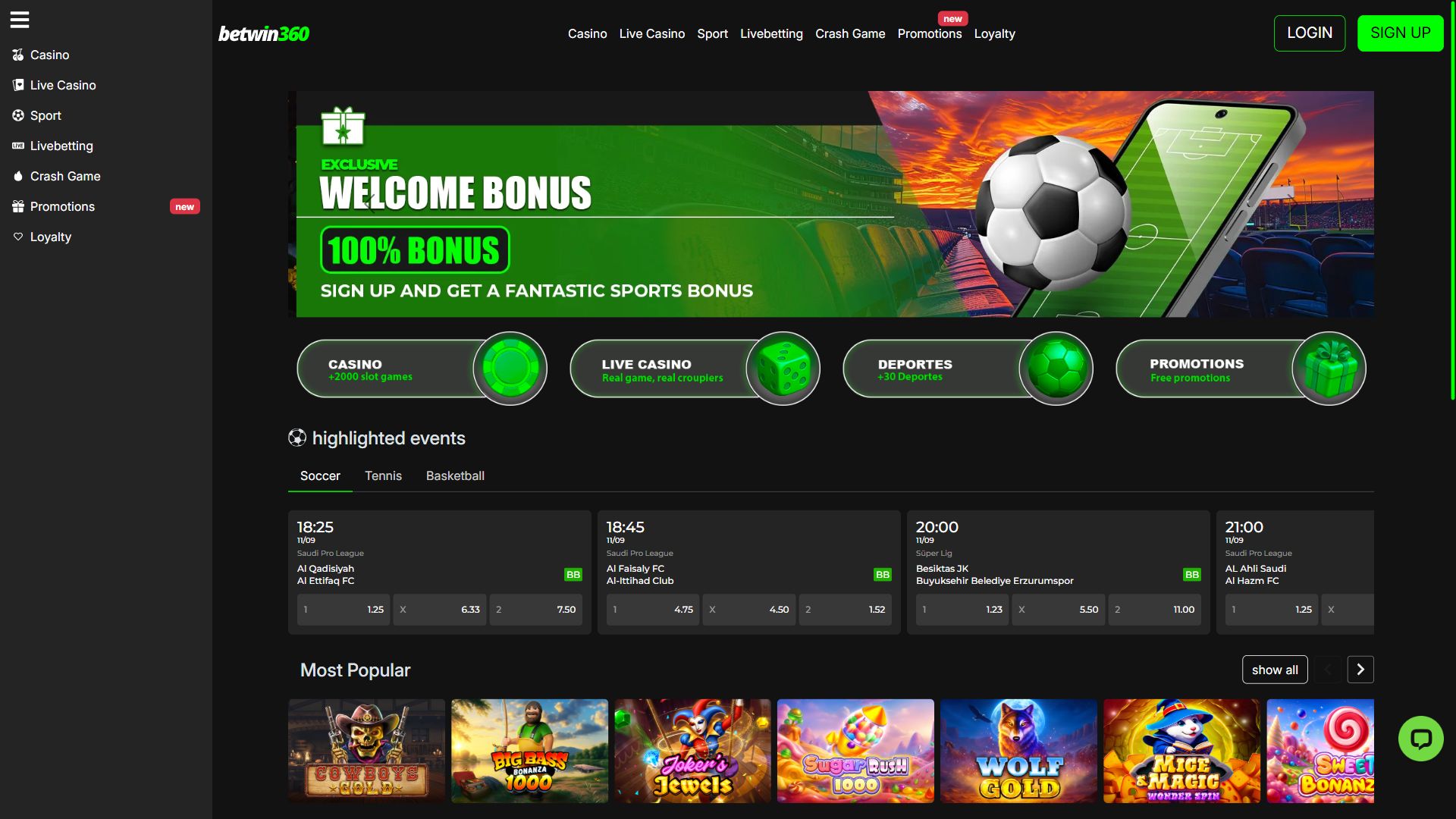 Betwin360 — Homepage (Desktop)