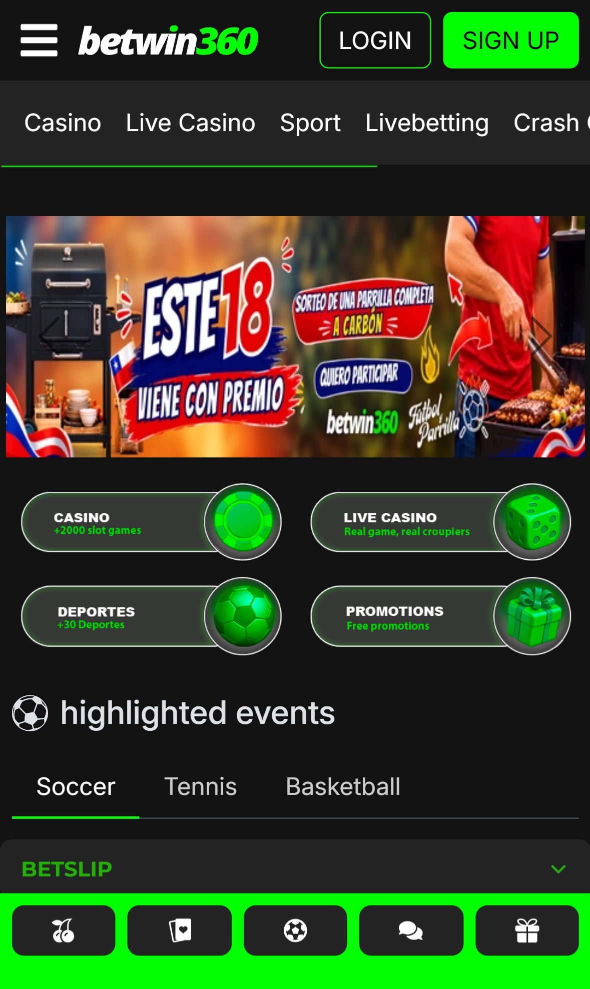 Betwin360 — Homepage (Mobile)