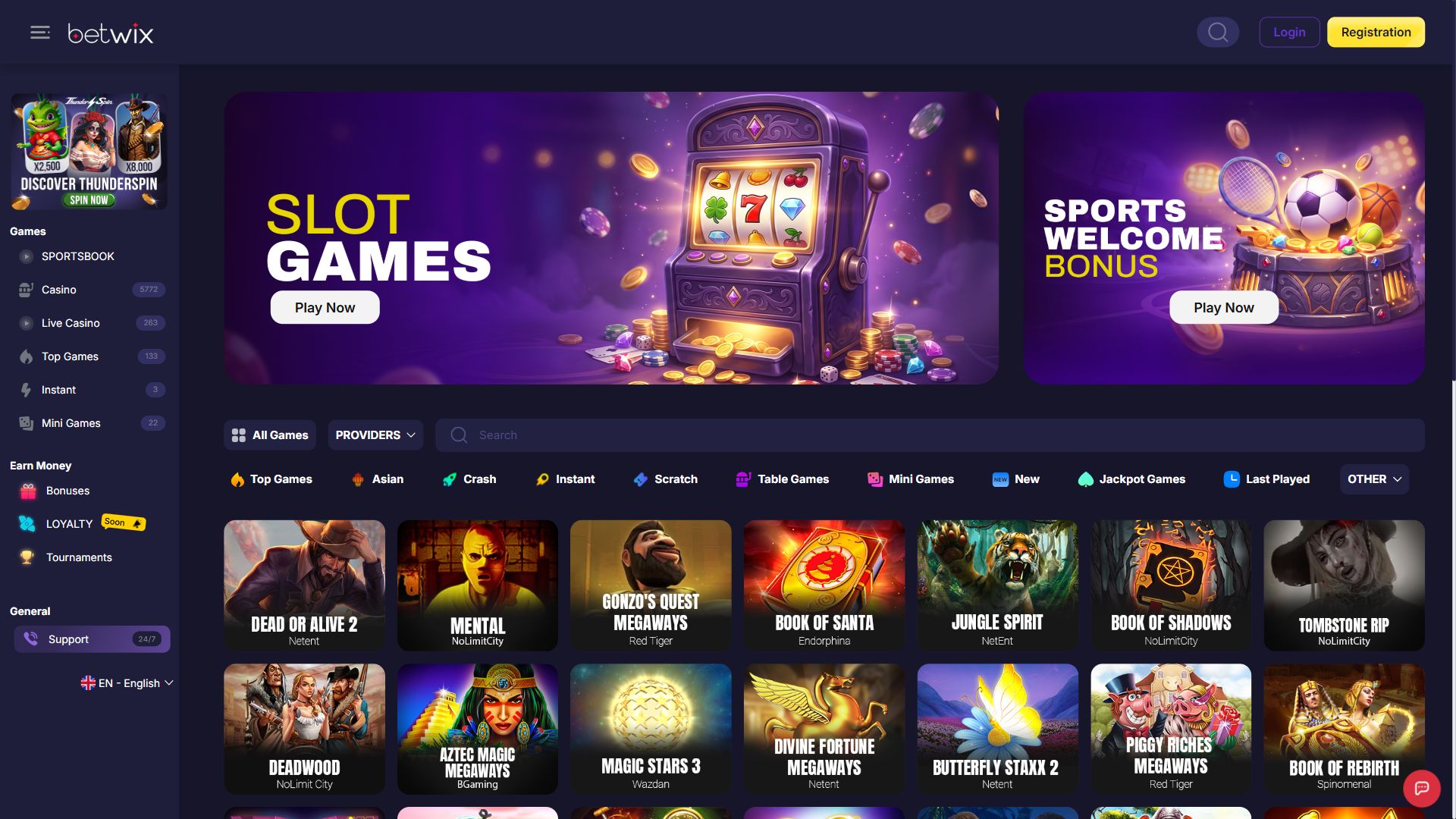 Betwix — Lobby (Desktop)