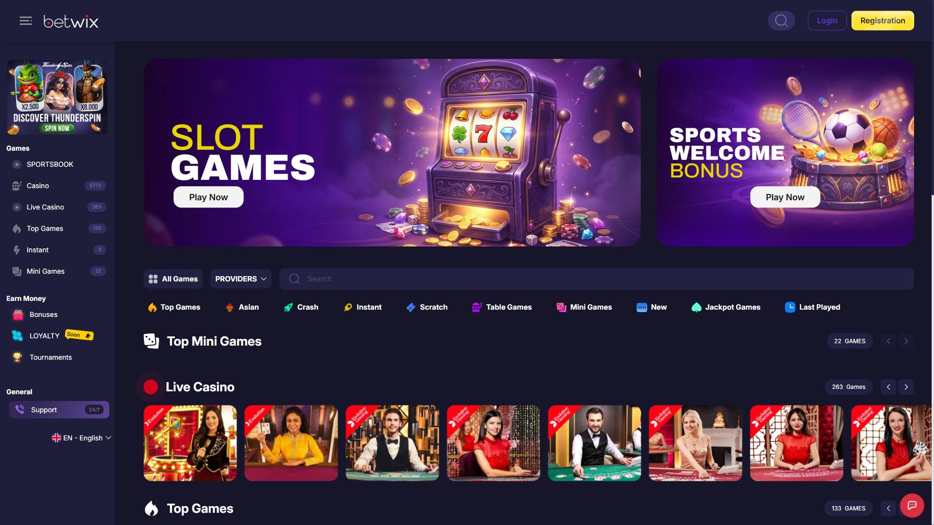 Betwix — Homepage (Desktop)