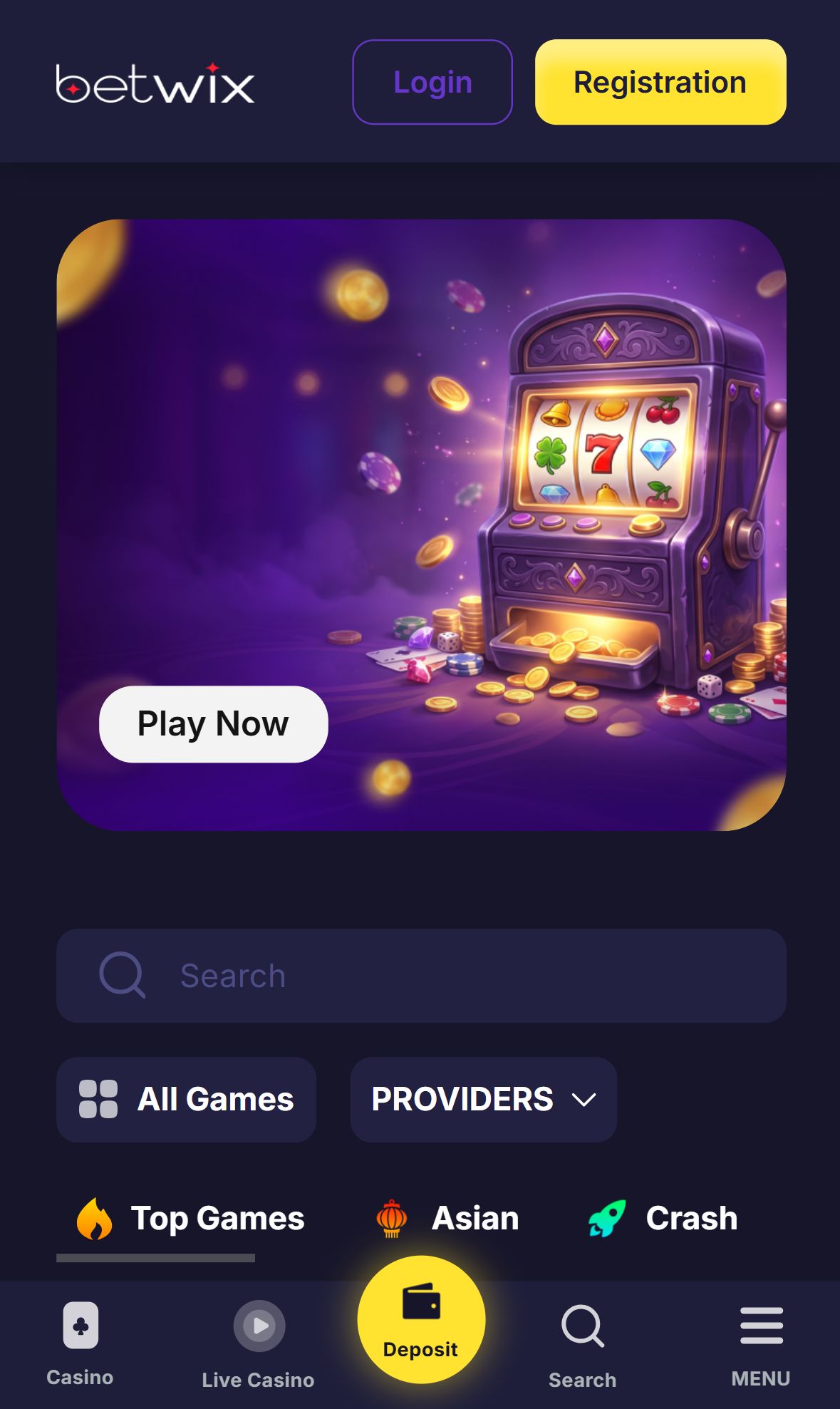 Betwix — Homepage (Mobile)
