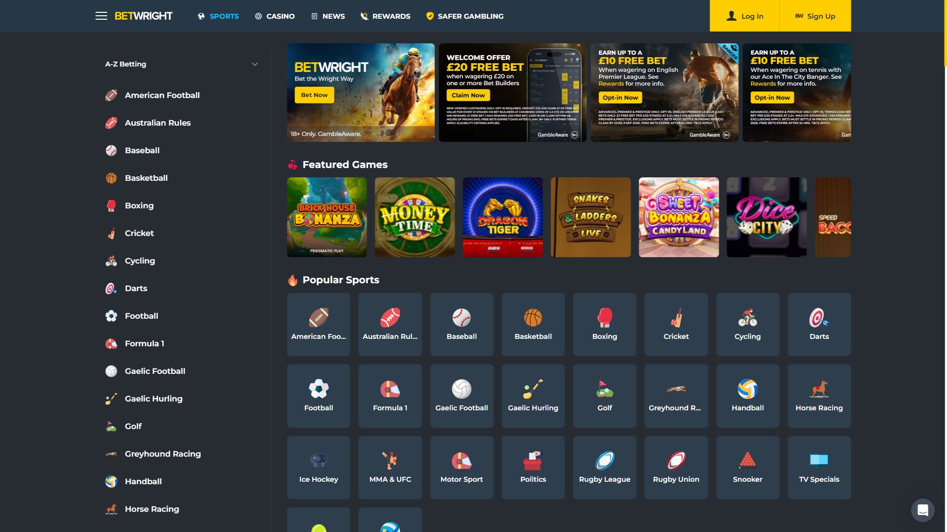 BetWright — Homepage (Desktop)