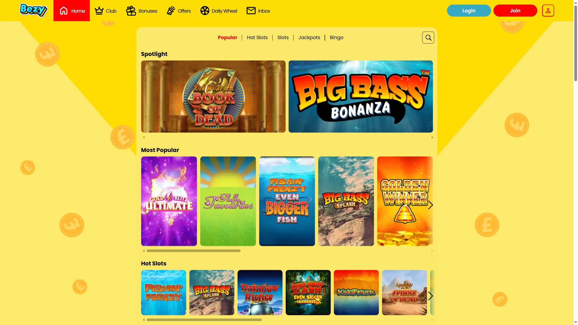 Bezy — Lobby (Desktop)