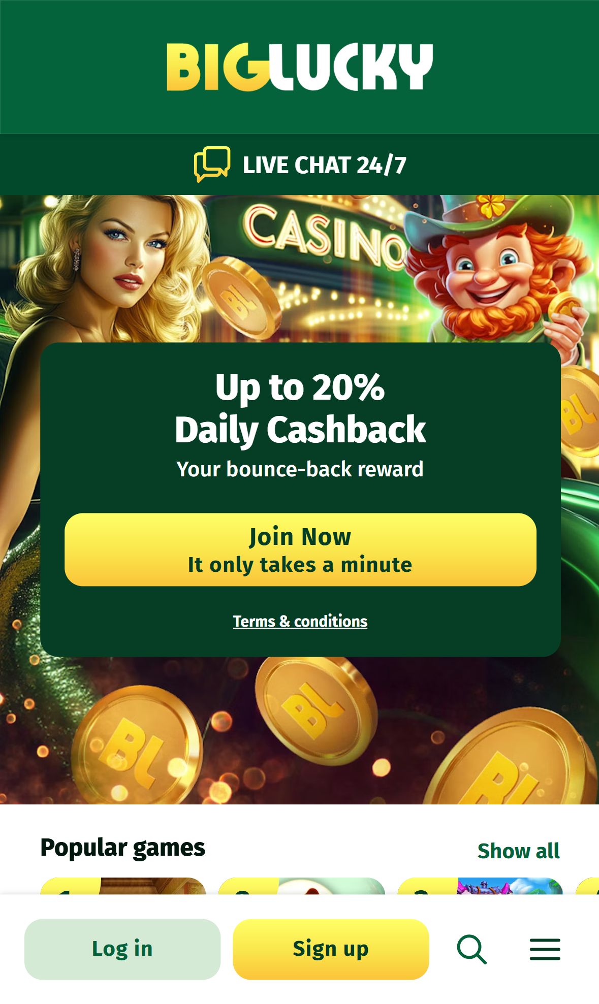 Big Lucky — Homepage (Mobile)