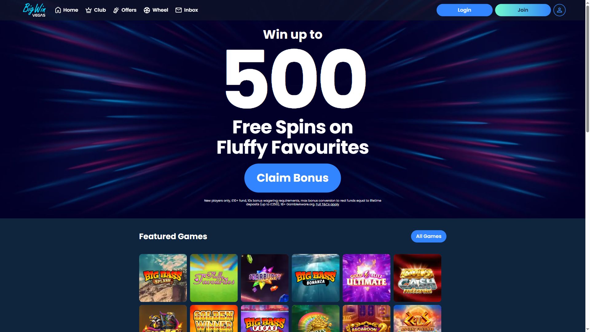 Bigwinvegas — Homepage (Desktop)