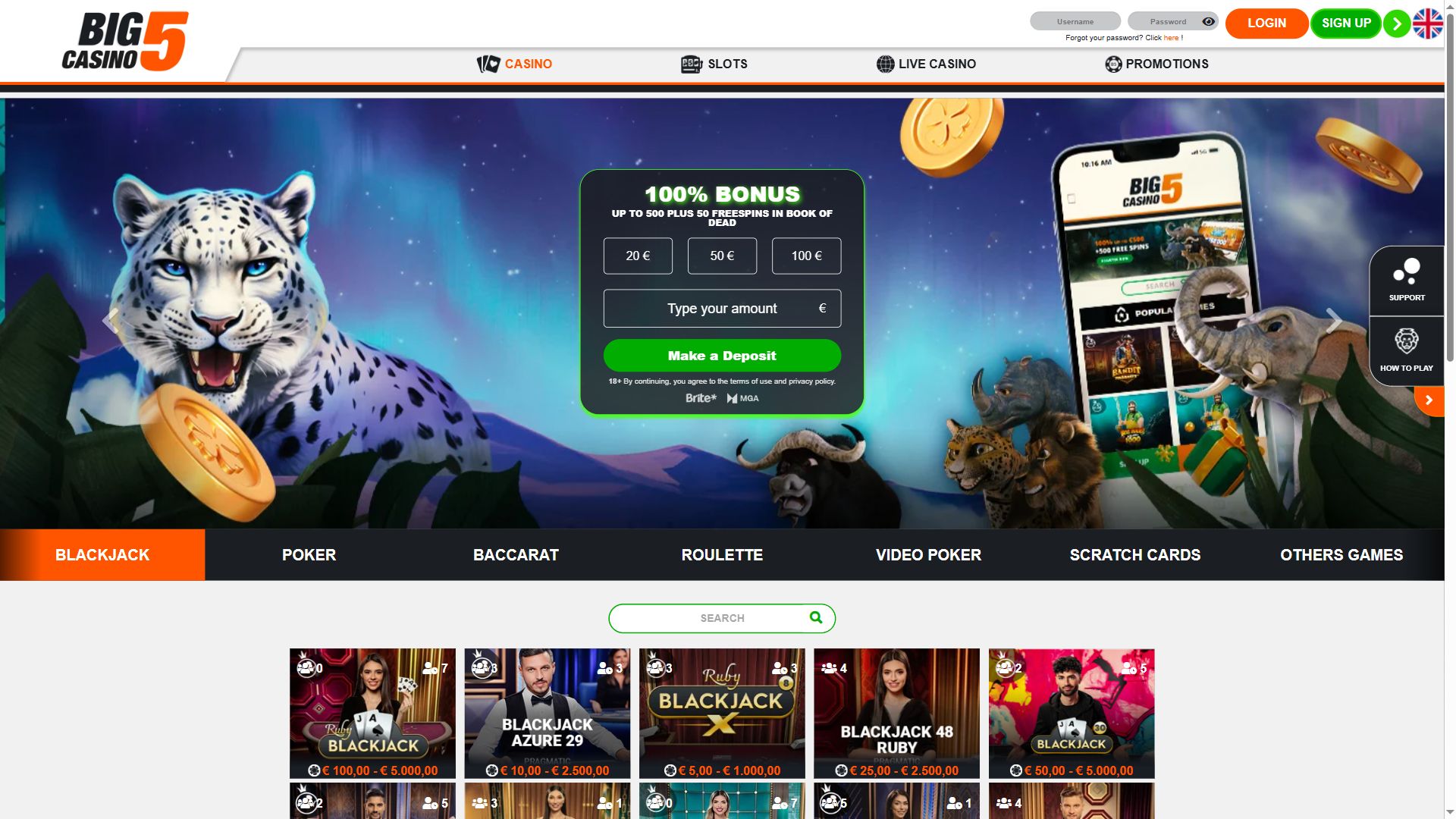 Big5Casino — Lobby (Desktop)