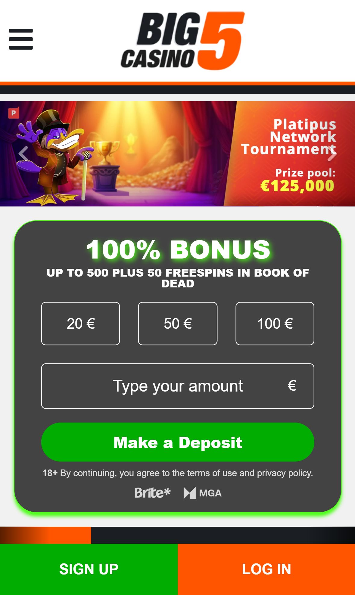 Big5Casino — Lobby (Mobil)