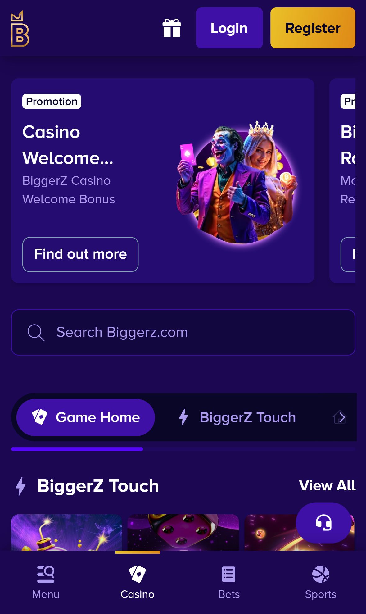 BiggerZ — Lobby (Mobile)