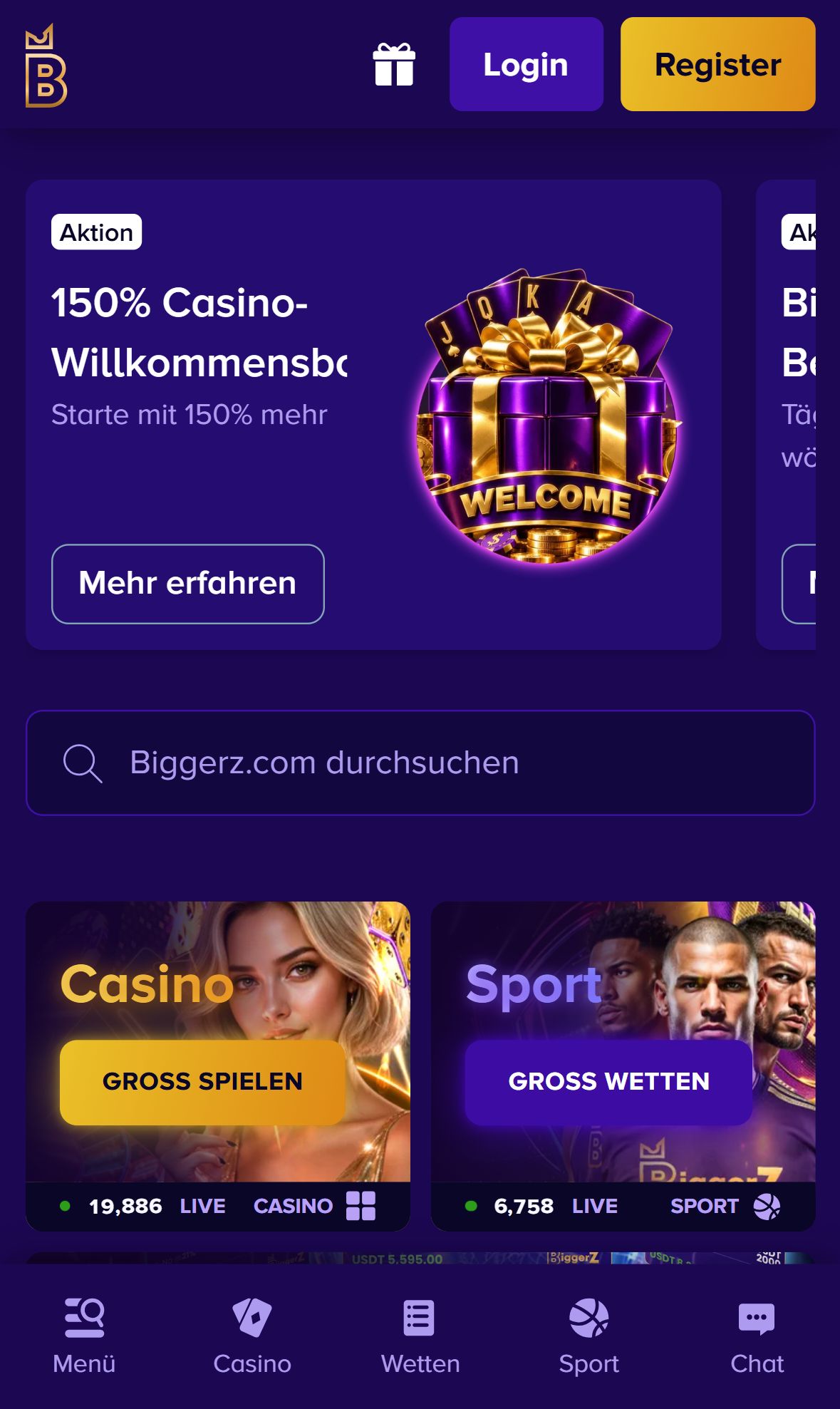 BiggerZ — Startseite (Mobil)
