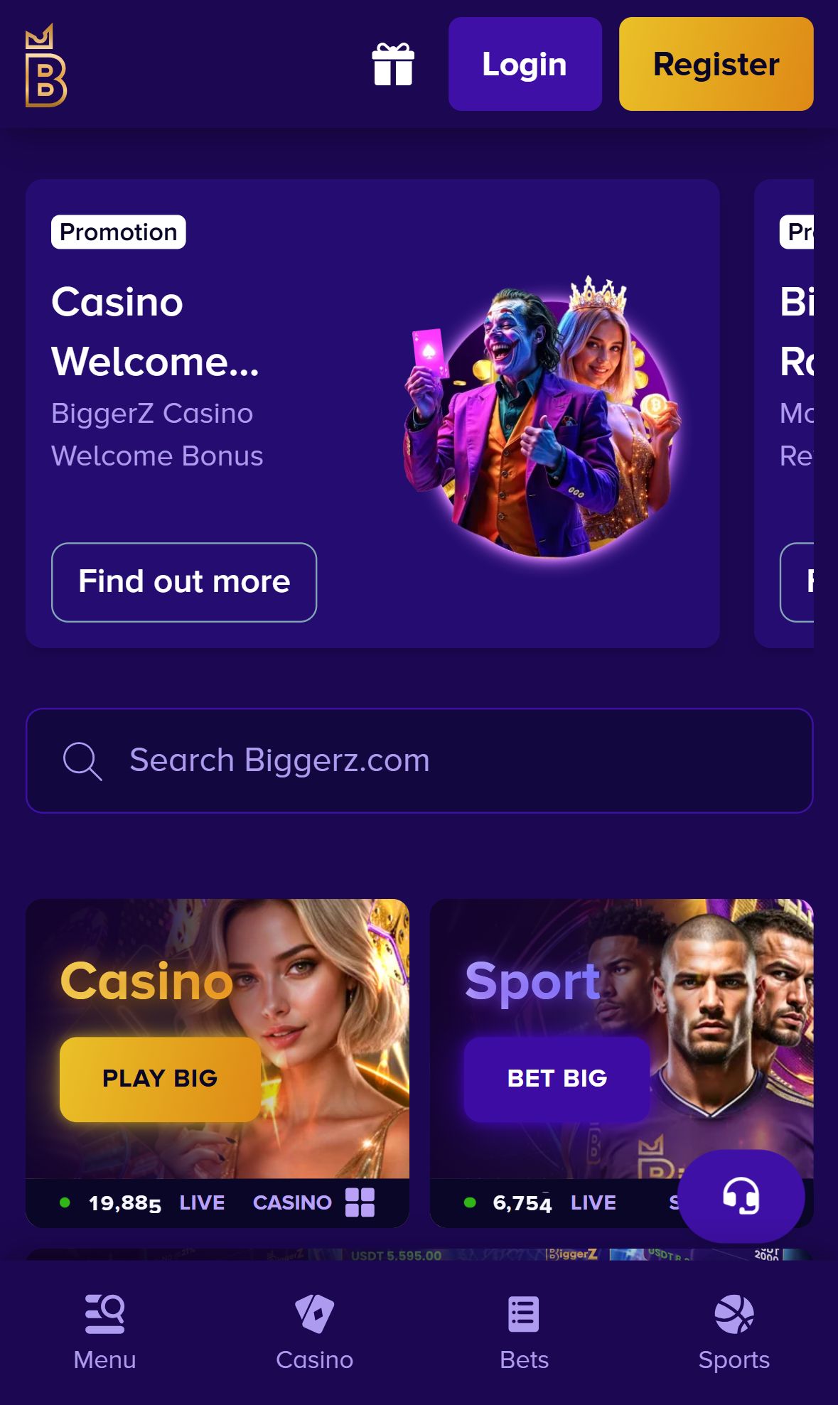 BiggerZ — Homepage (Mobile)