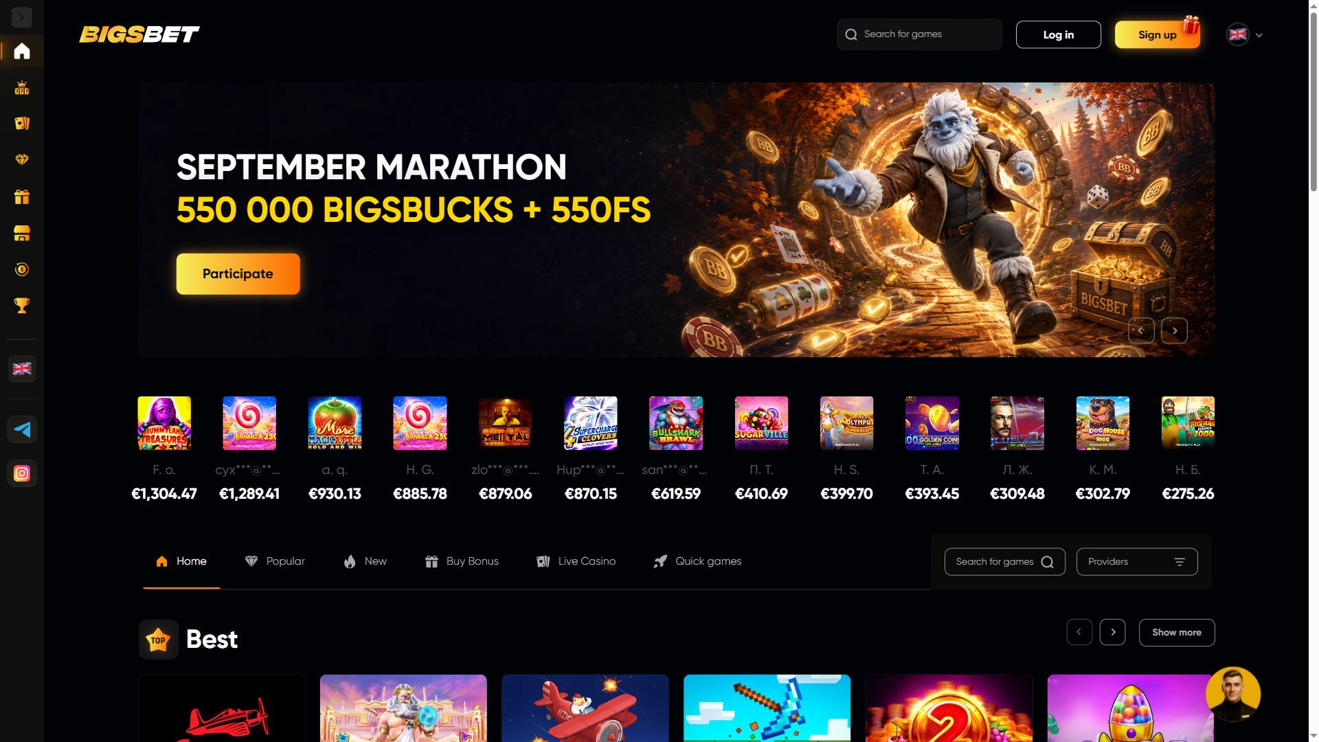 BigsBet — Homepage (Desktop)