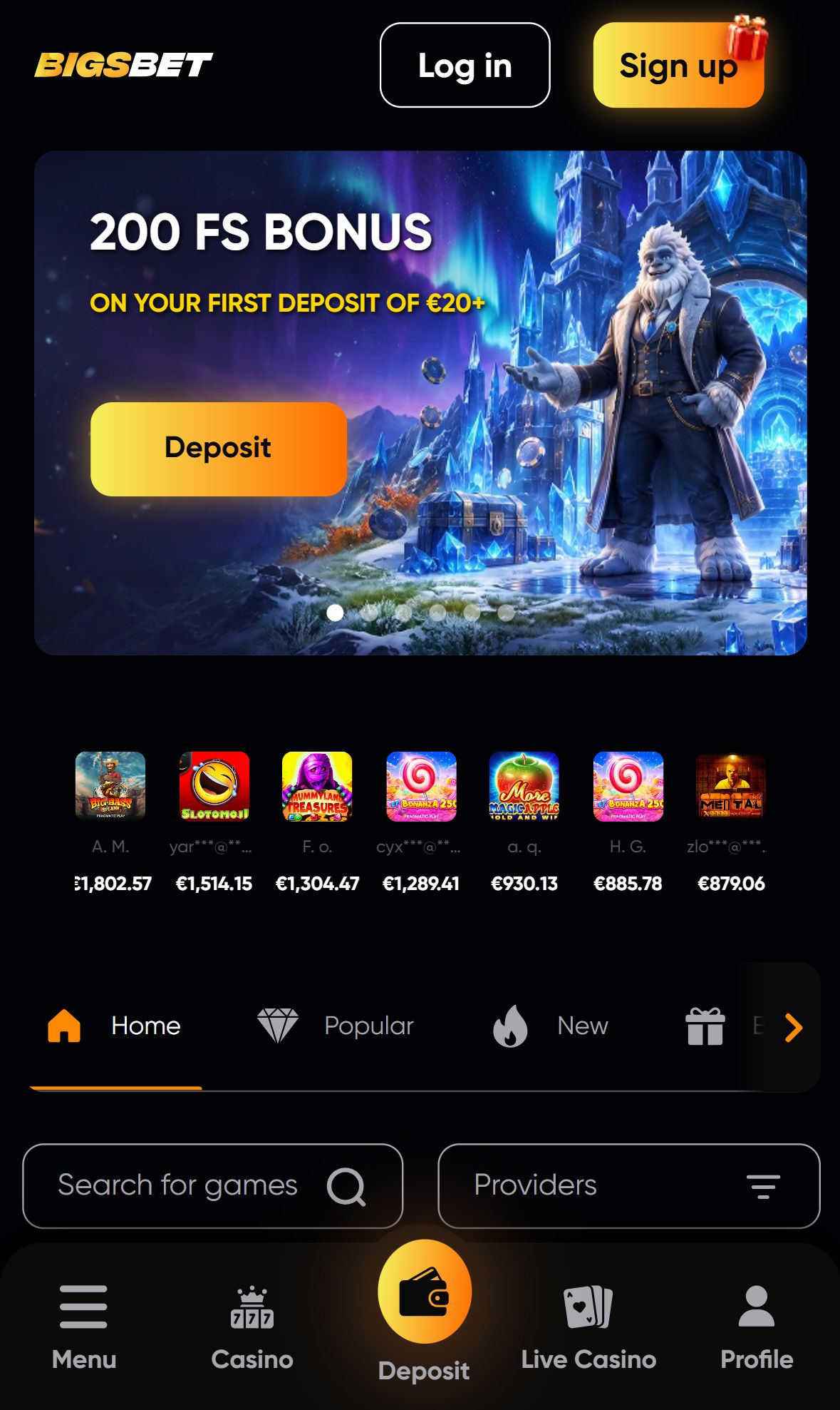 BigsBet — Homepage (Mobile)