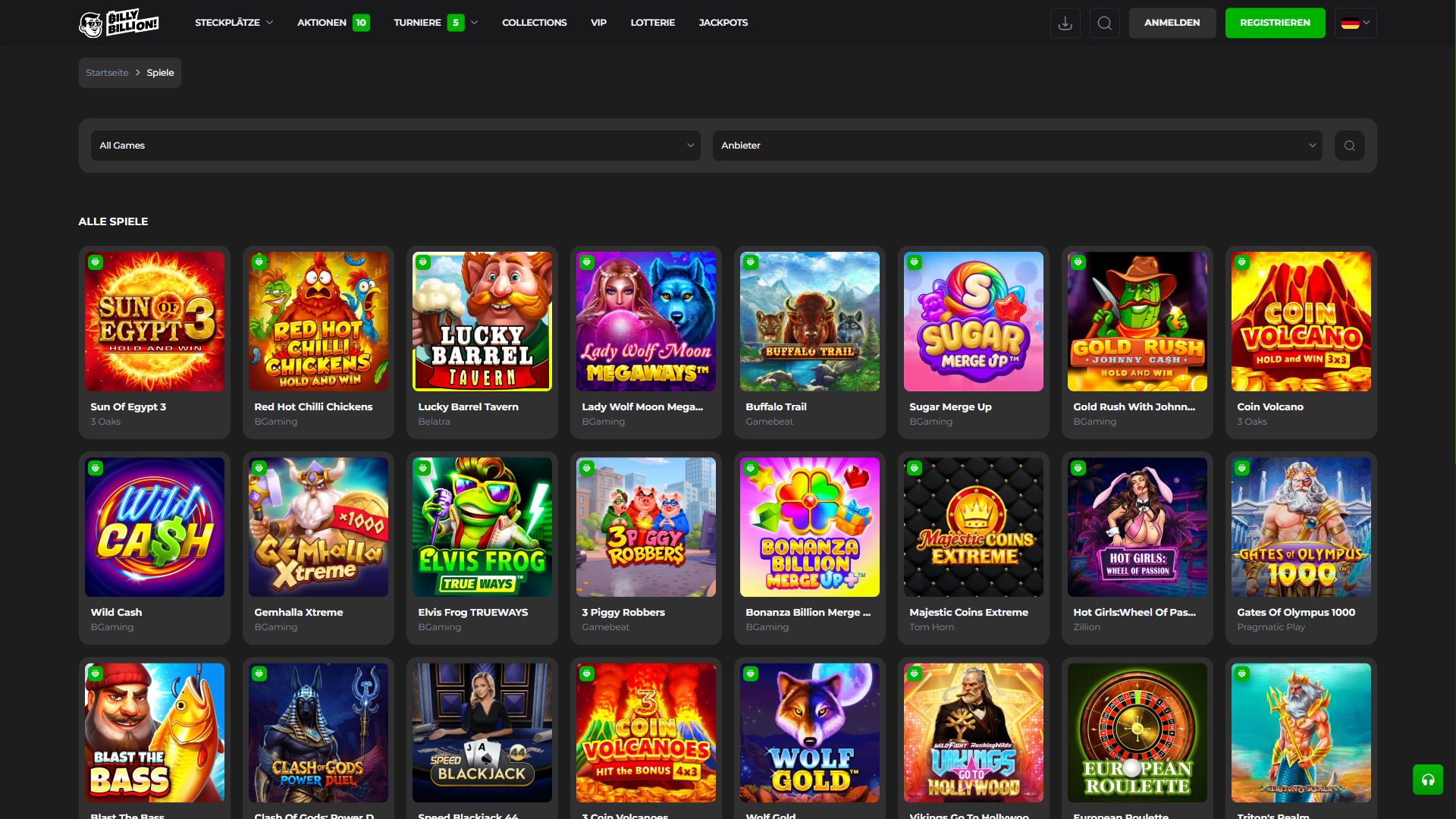 Billy Billion — Lobby (Desktop)
