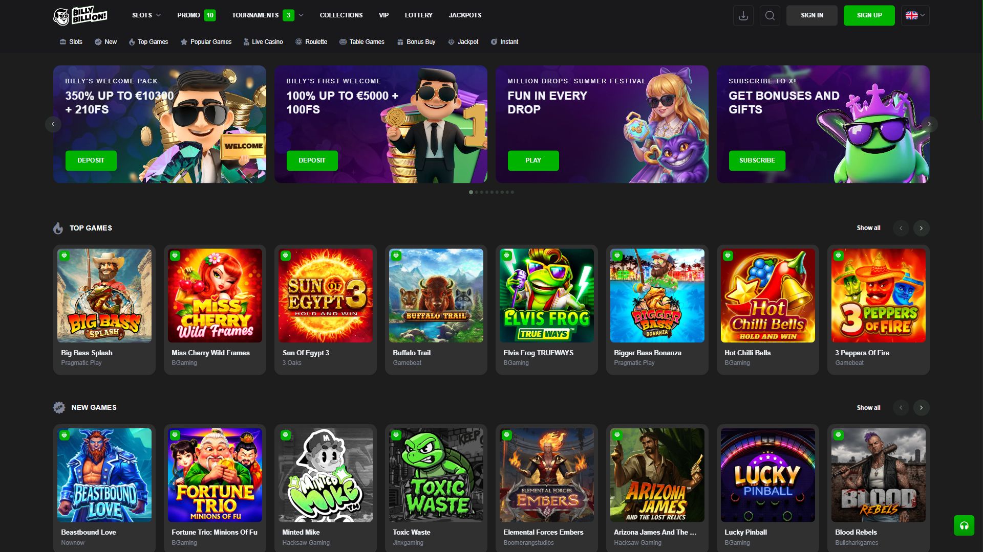 Billy Billion — Homepage (Desktop)