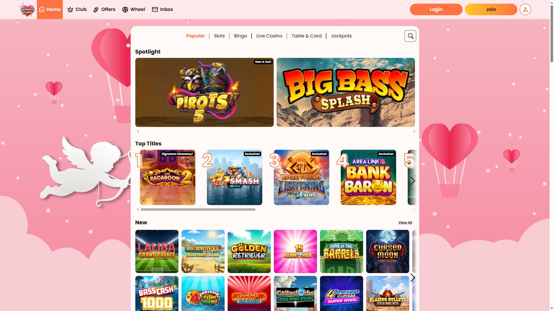 Bingo Fling — Lobby (Desktop)