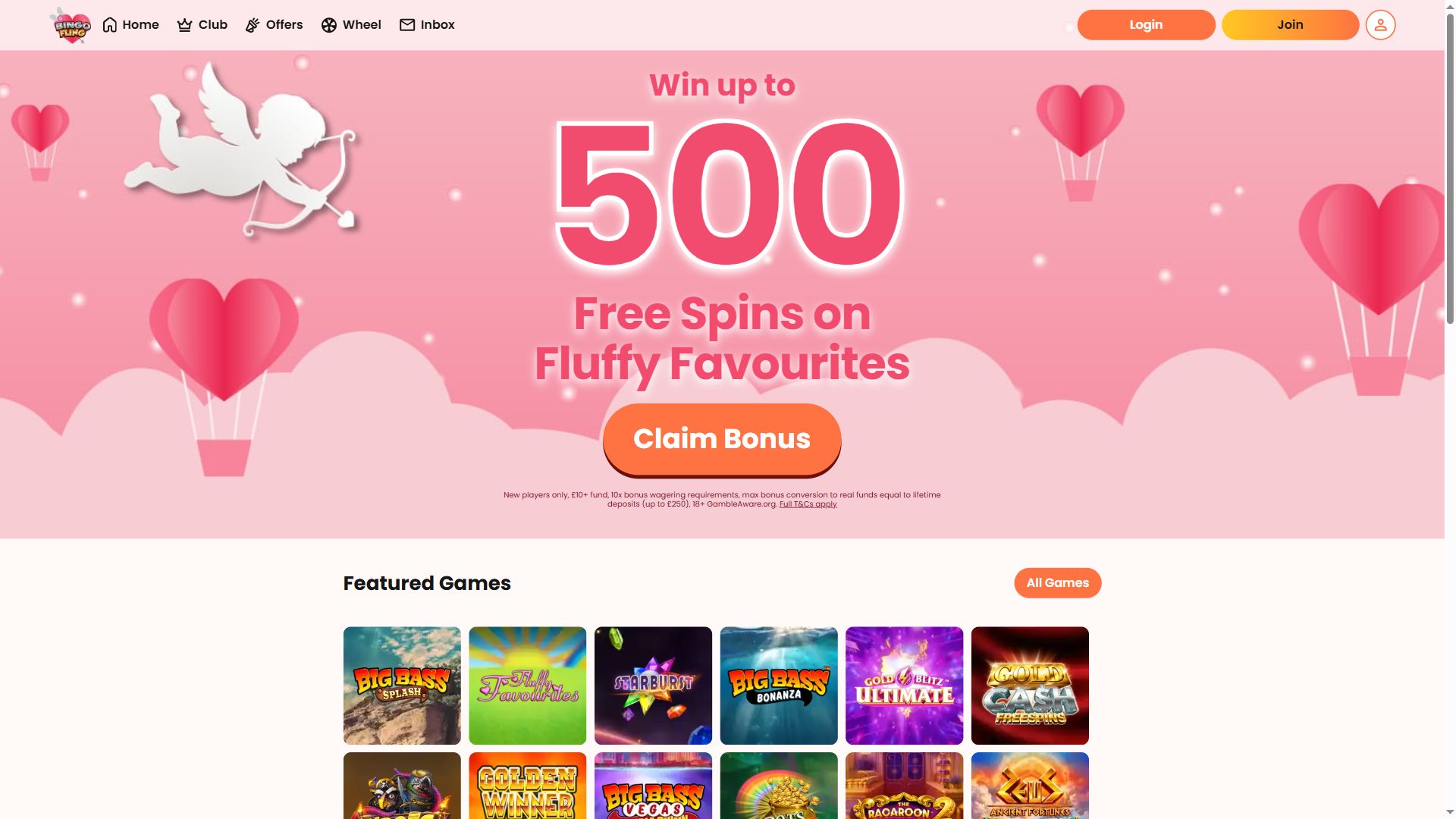 Bingo Fling — Homepage (Desktop)