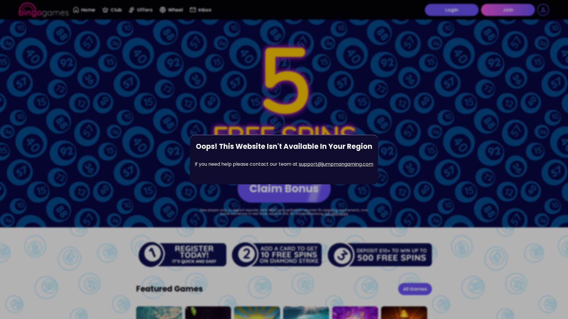 BingoGames — Lobby (Desktop)