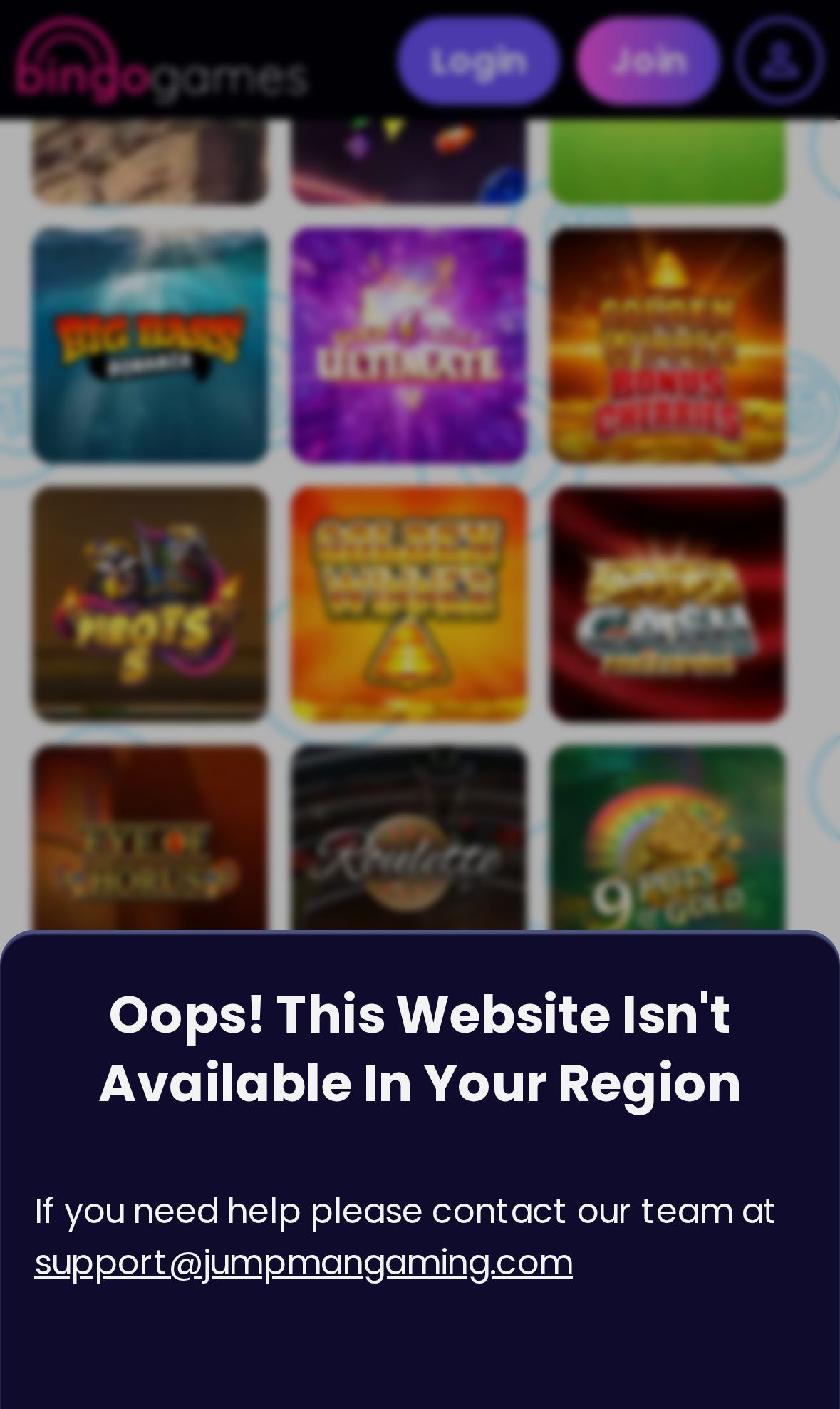 BingoGames — Lobby (Mobil)