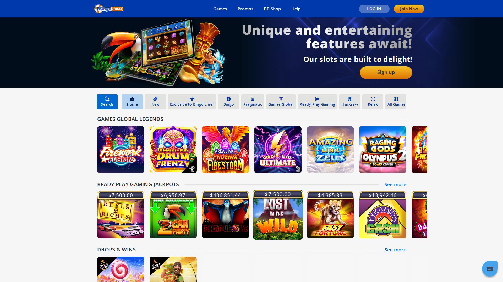 Bingo Liner — Lobby (Desktop)