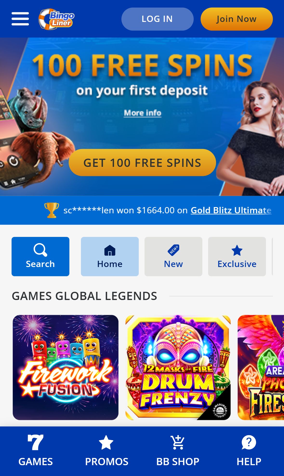 Bingo Liner — Homepage (Mobile)