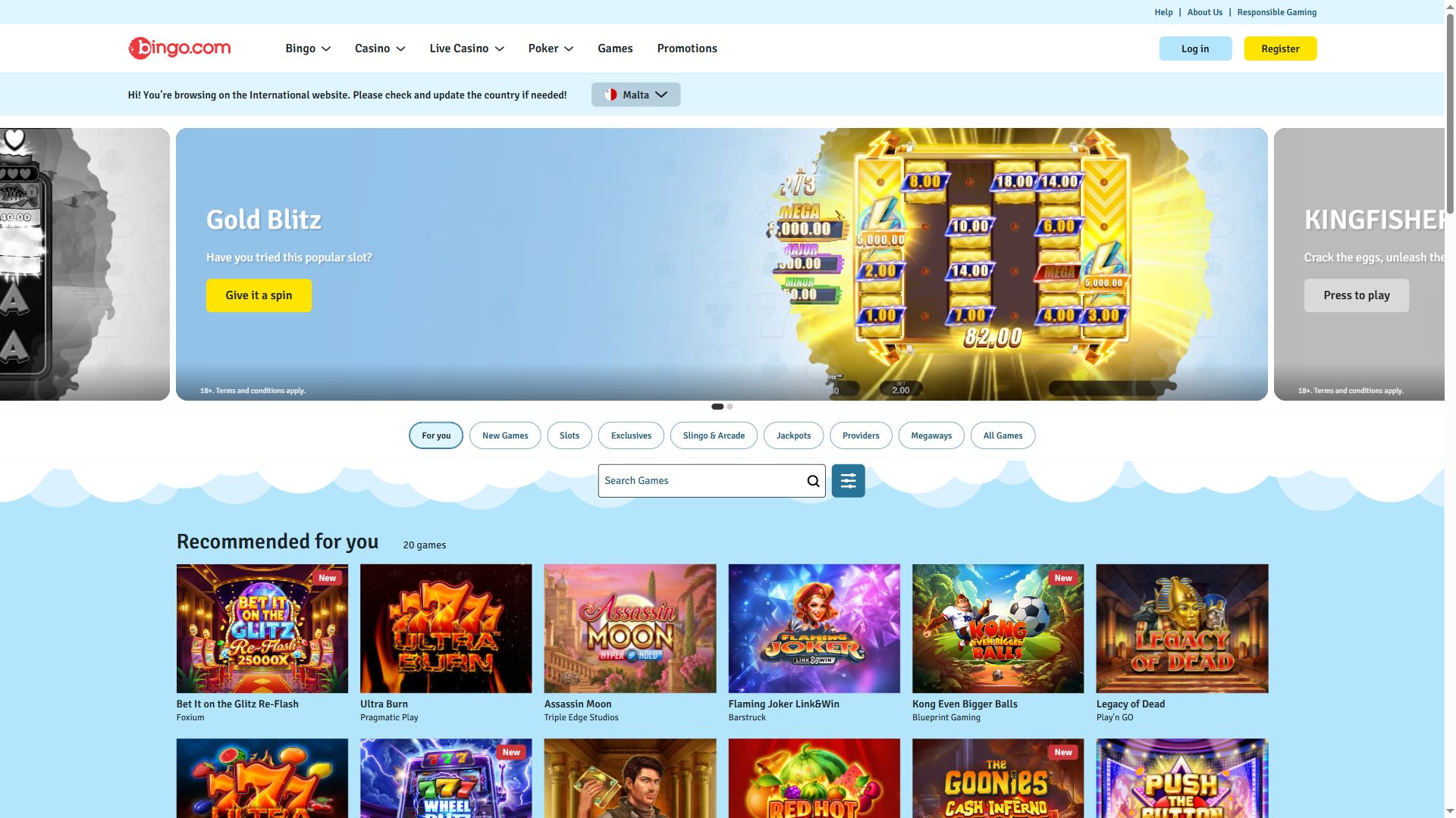 Bingo.com — Lobby (Desktop)