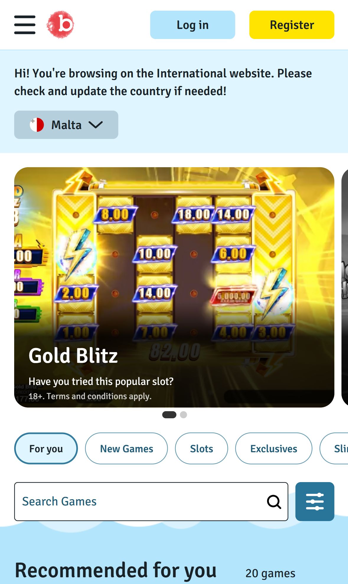 Bingo.com — Lobby (Mobile)