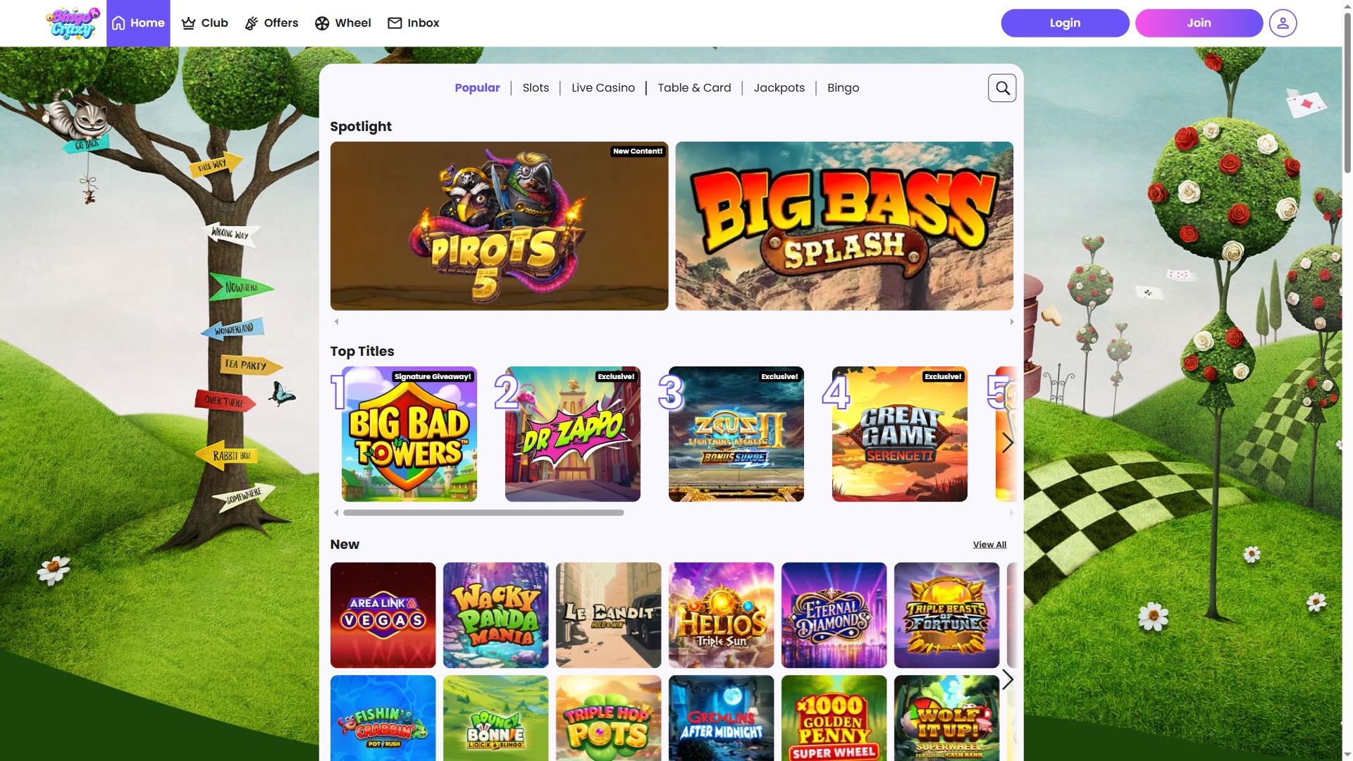 Bingo Crazy — Lobby (Desktop)