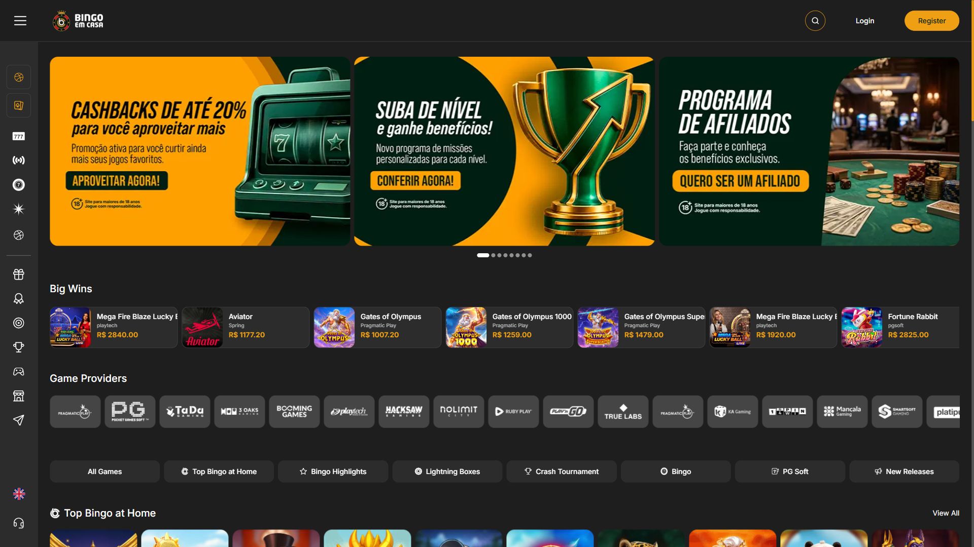 Bingoemcasa — Homepage (Desktop)