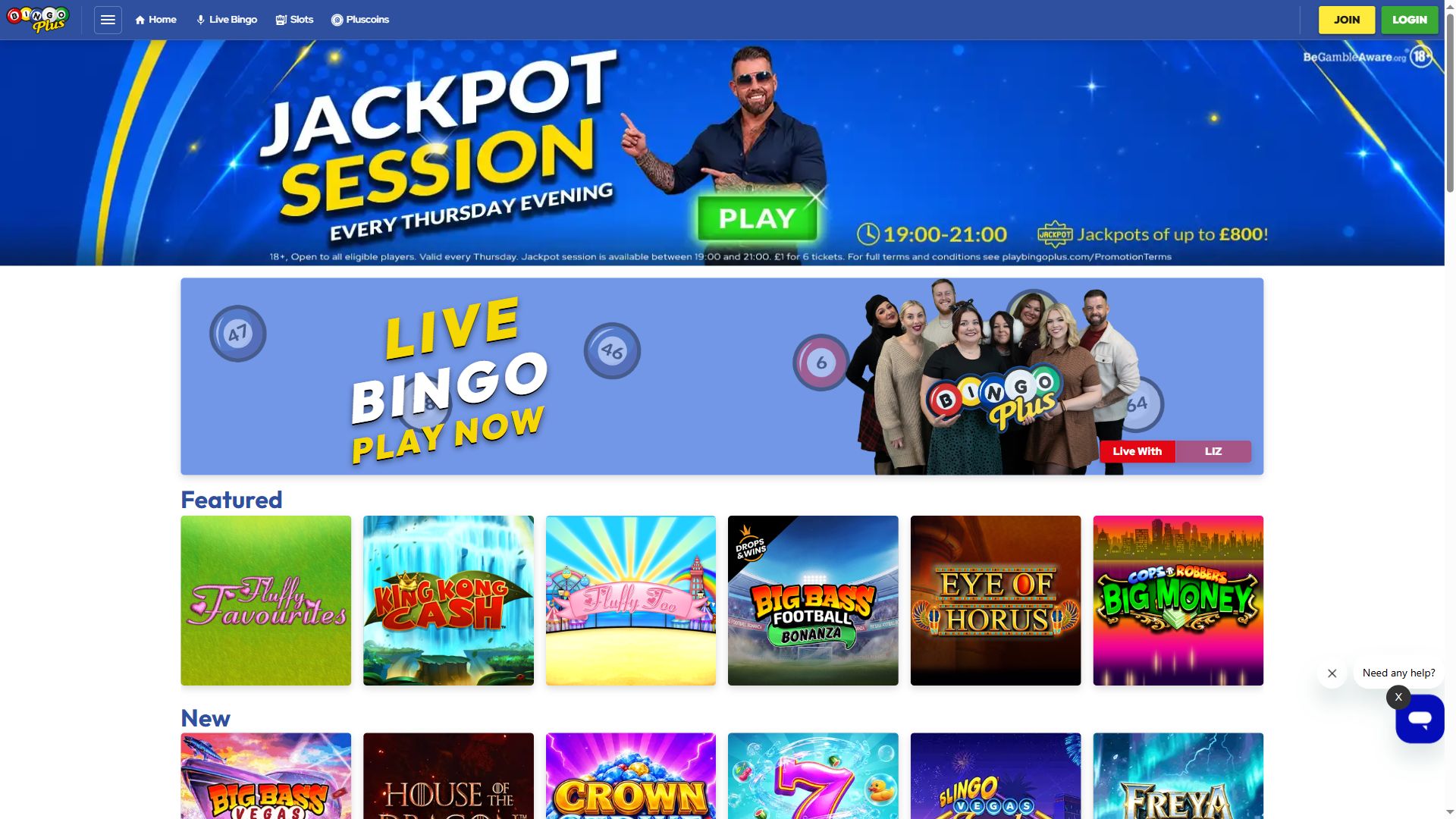 BingoPlus — Homepage (Desktop)