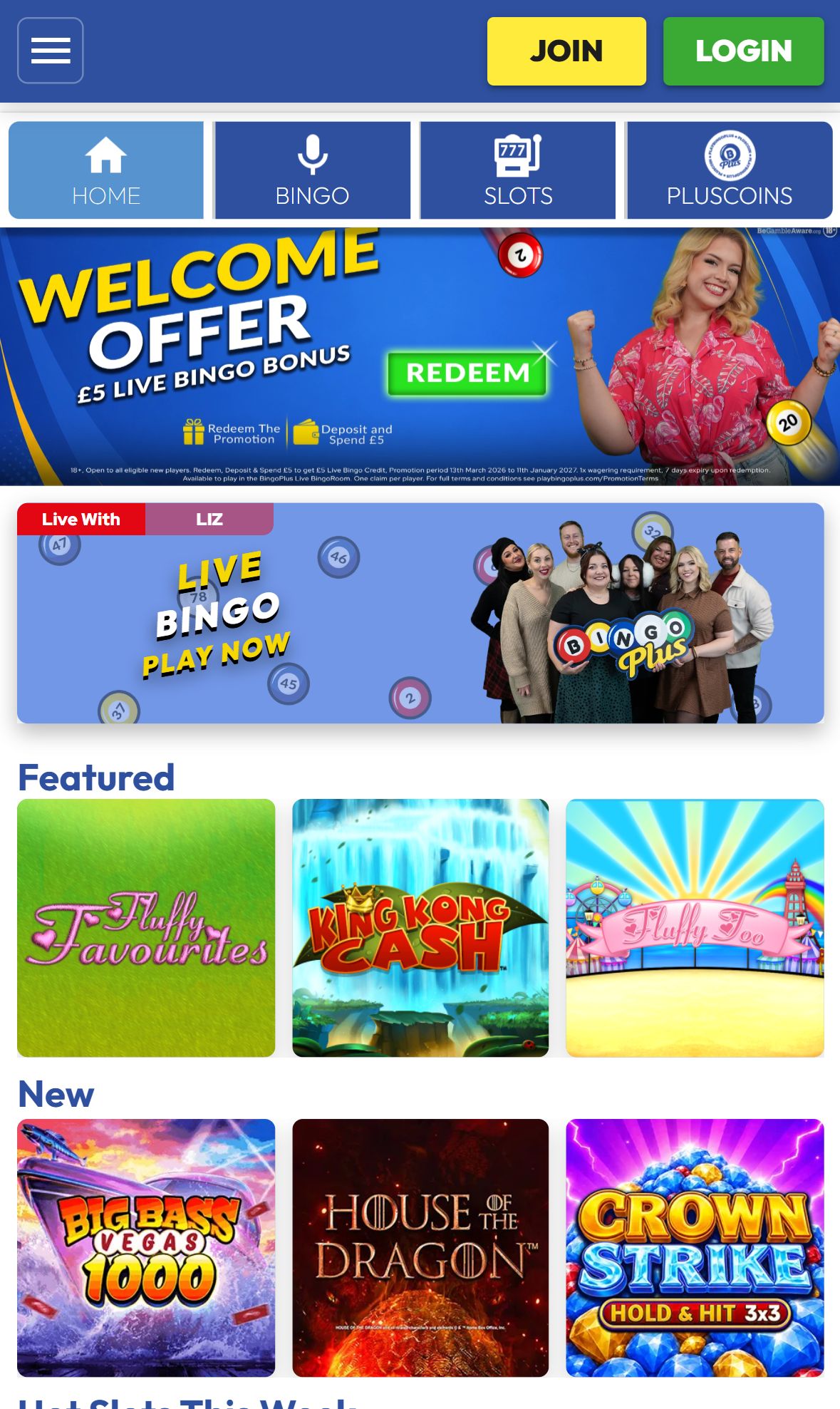 BingoPlus — Homepage (Mobile)