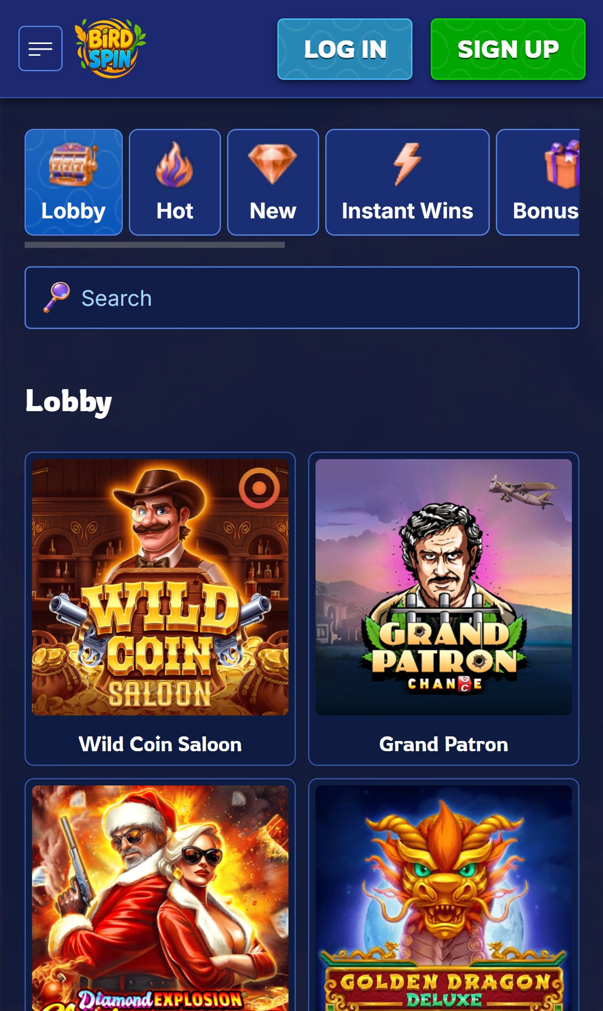 BirdSpin — Lobby (Mobile)