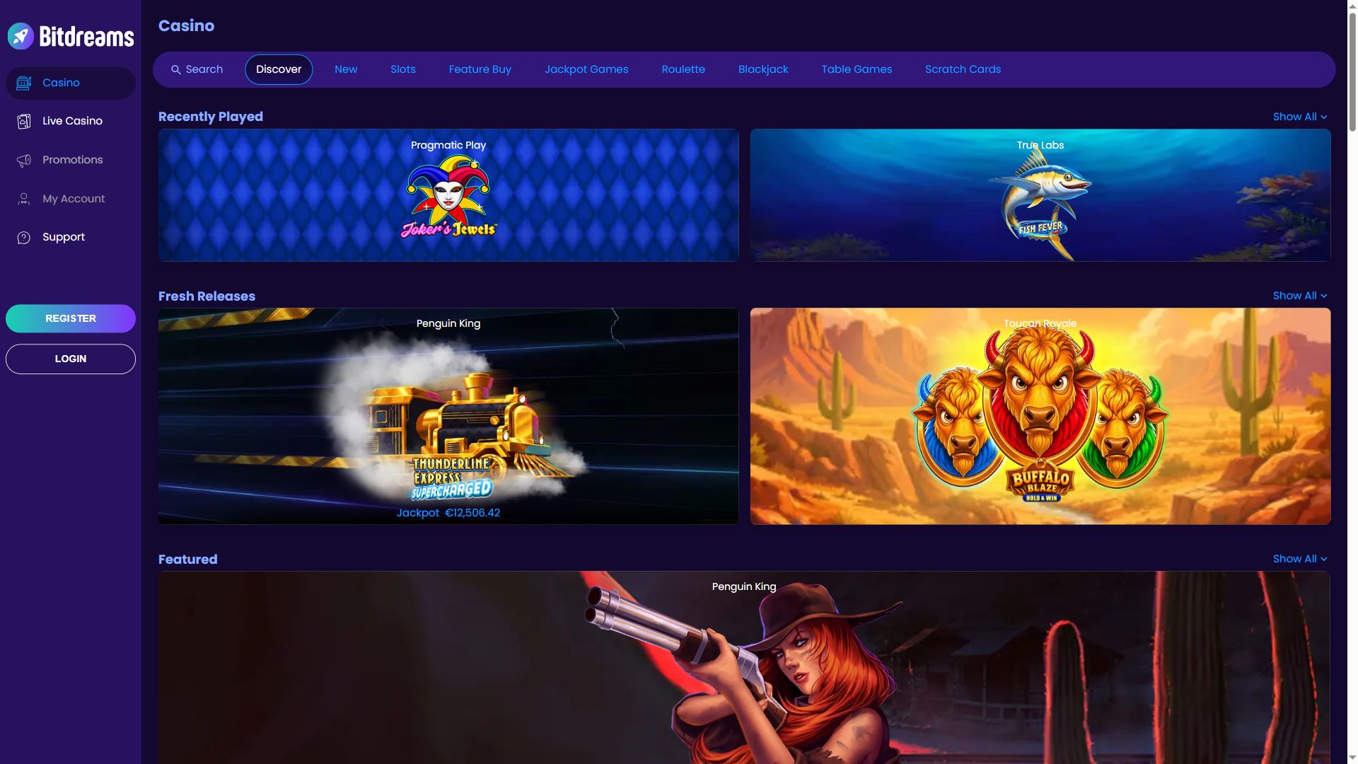 Bitdreams — Lobby (Desktop)