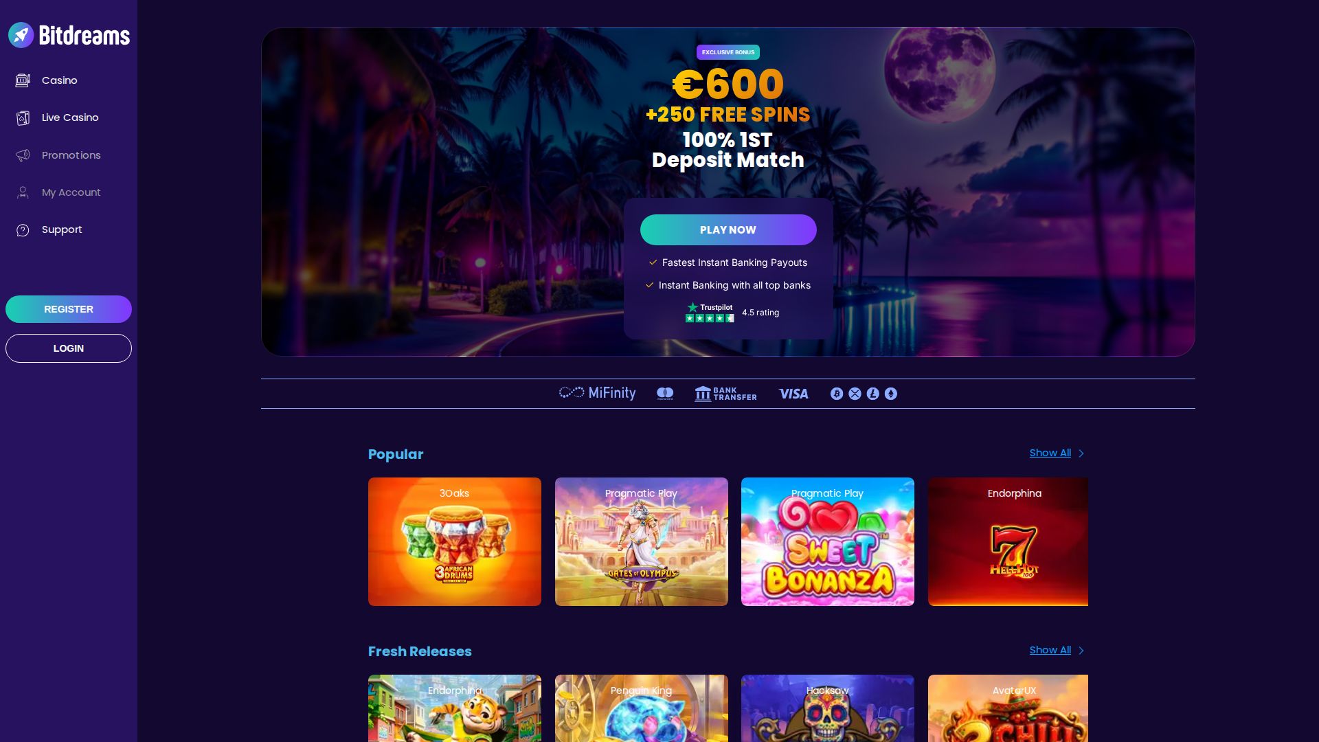 Bitdreams — Startseite (Desktop)