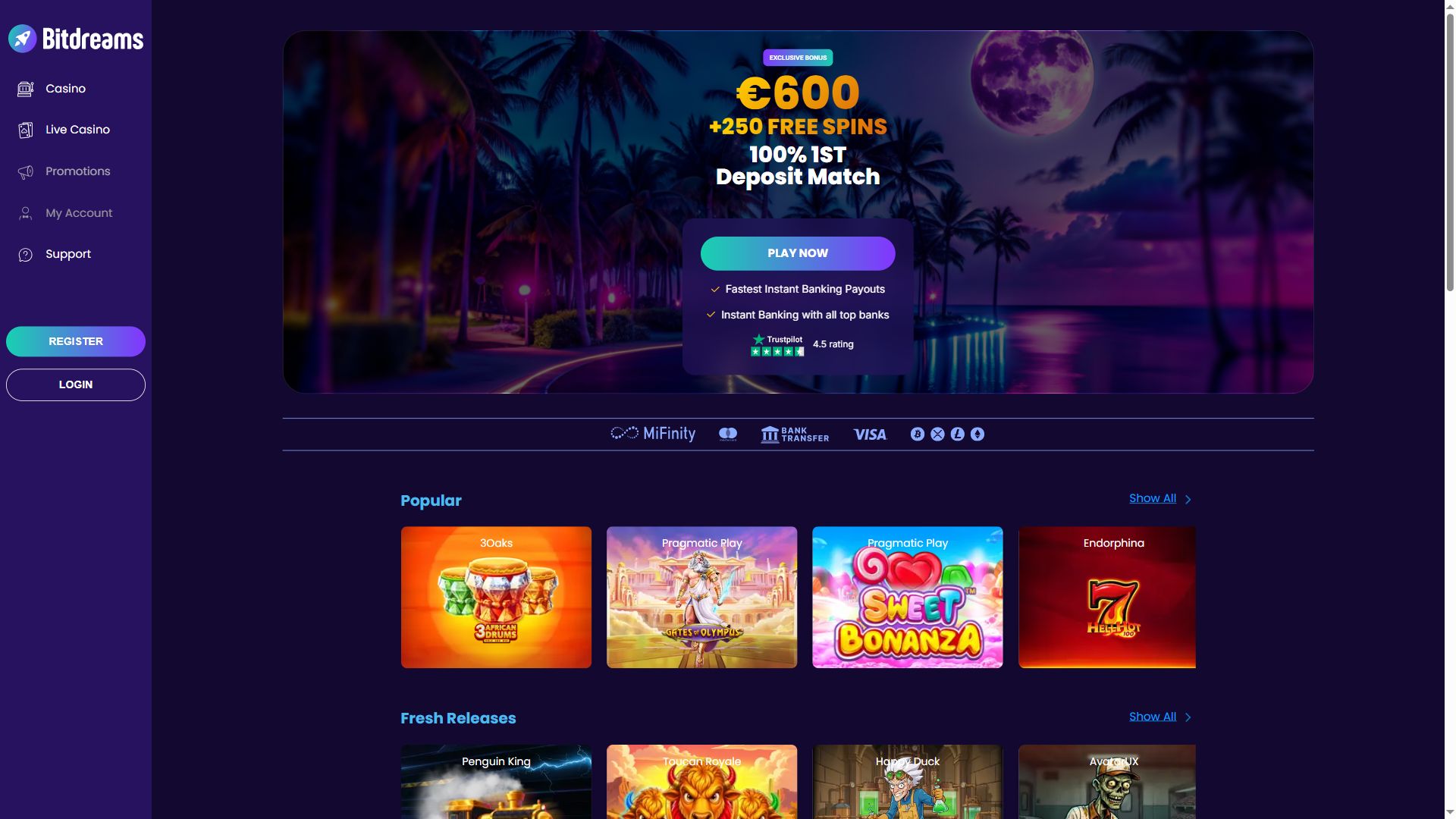 Bitdreams — Homepage (Desktop)